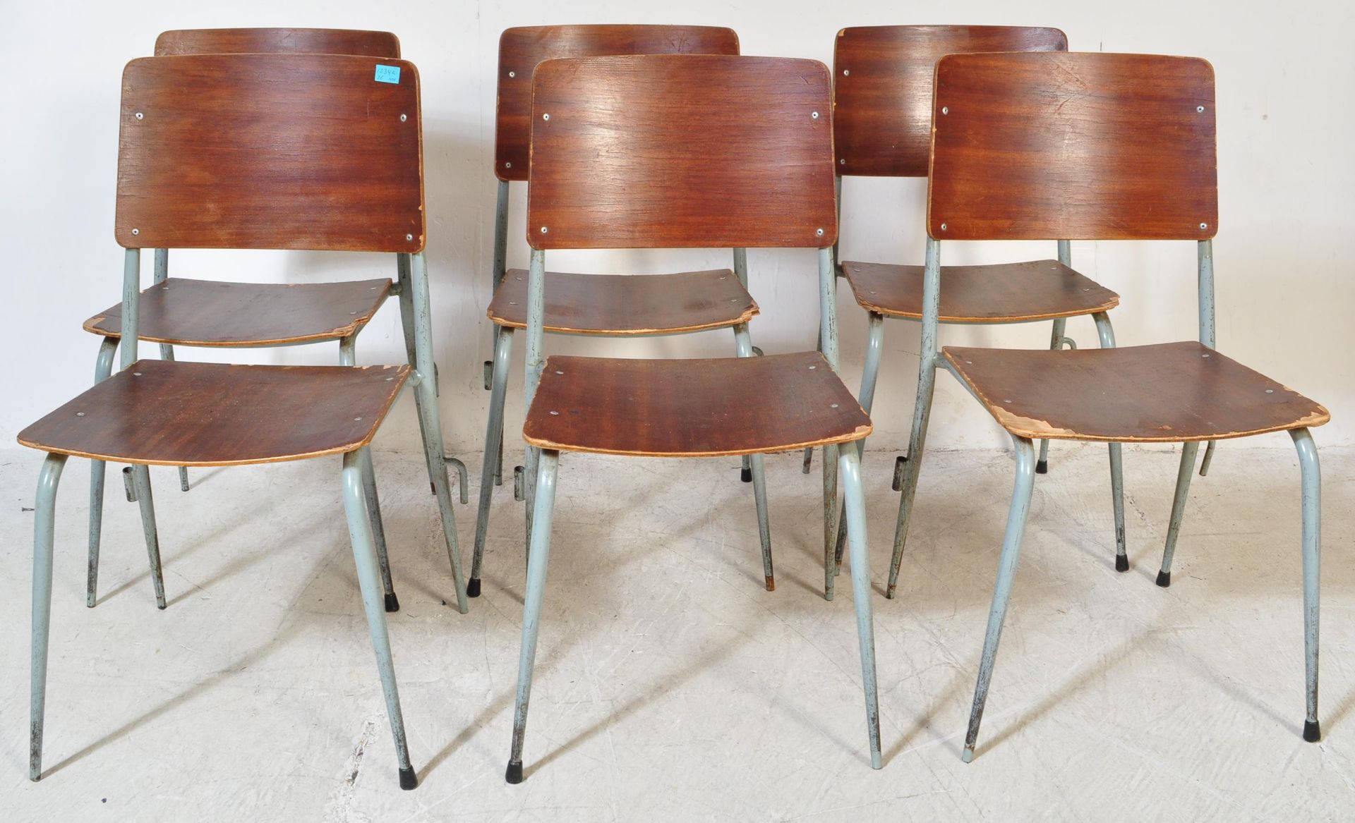 SIX VINTAGE INDUSTRIAL CAFE DINING CHAIRS