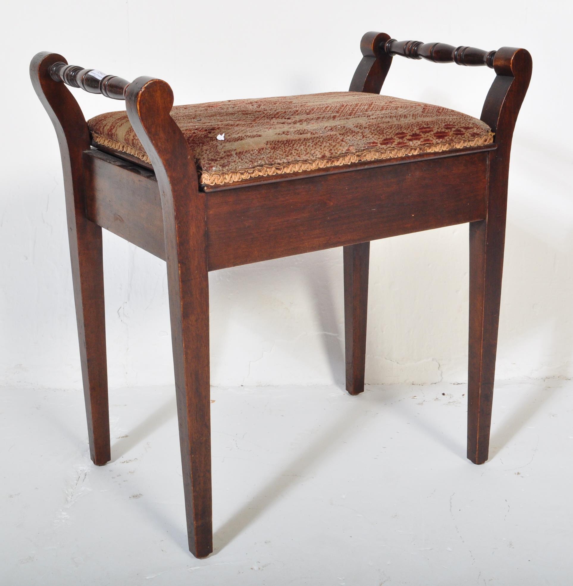 EDWARDIAN SOLID MAHOGANY PIANO STOOL SEAT