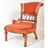 VICTORIAN OAK UPHOLSTERED NURSING CHAIR