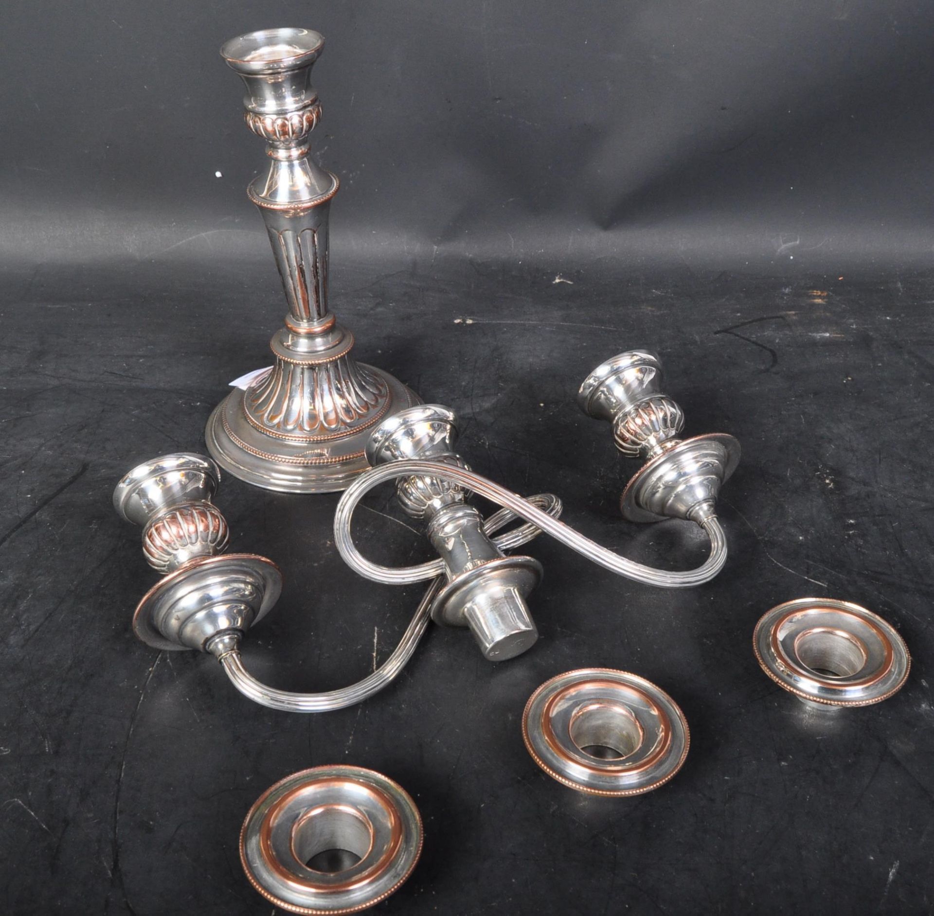 VINTAGE 20TH CENTURY SILVER ON COPPER CANDELABRA - Image 4 of 4