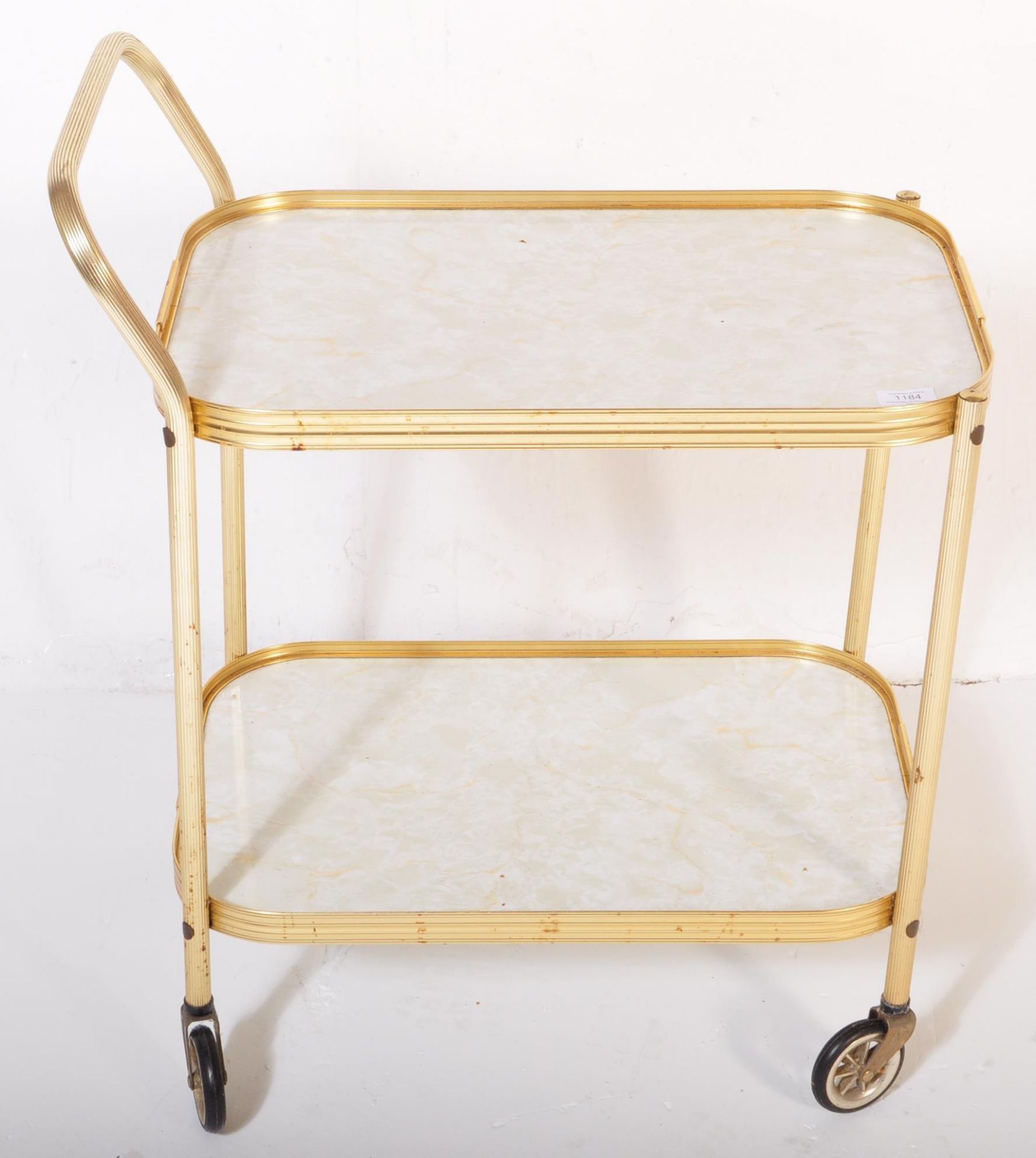 VINTAGE MID CENTURY FAUX MARBLE SERVING TROLLEY - Image 3 of 4