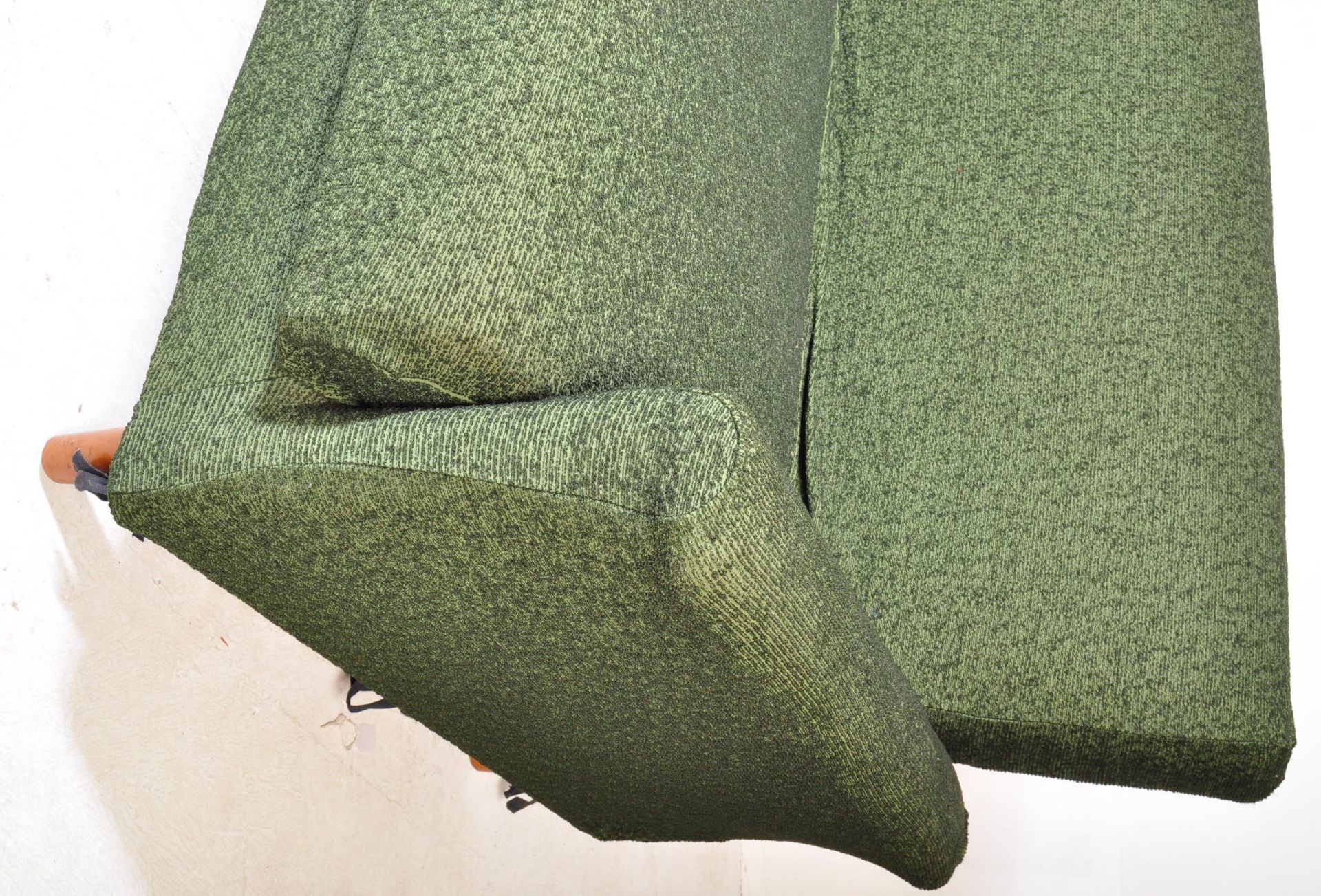 RETRO VINTAGE UPHOLSTERED GREEN FOUR SEATER SOFA - Image 4 of 6