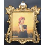 EDWARDIAN OIL ON BOARD PAINTING - GIRL HOLDING BOOK