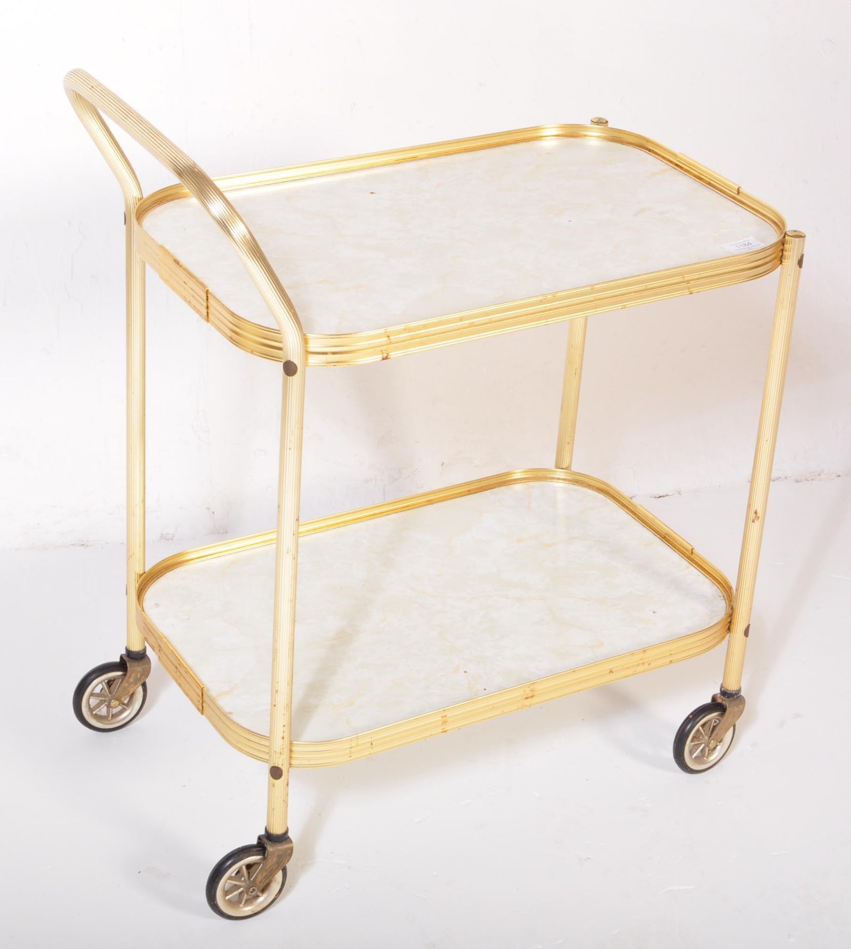 VINTAGE MID CENTURY FAUX MARBLE SERVING TROLLEY - Image 2 of 4