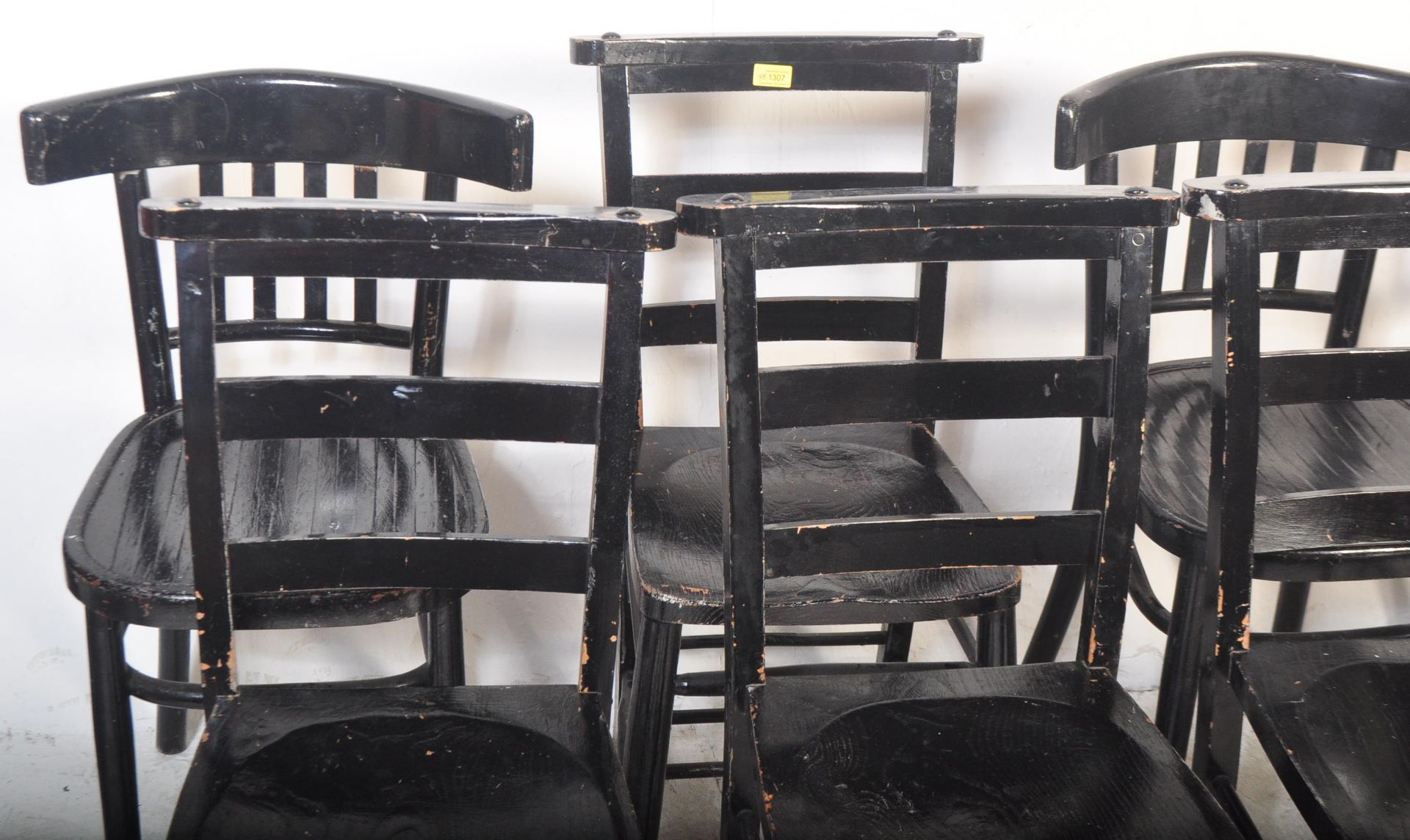 EIGHT VINTAGE EBONISED BLACK DINING CHAIRS - Image 3 of 4