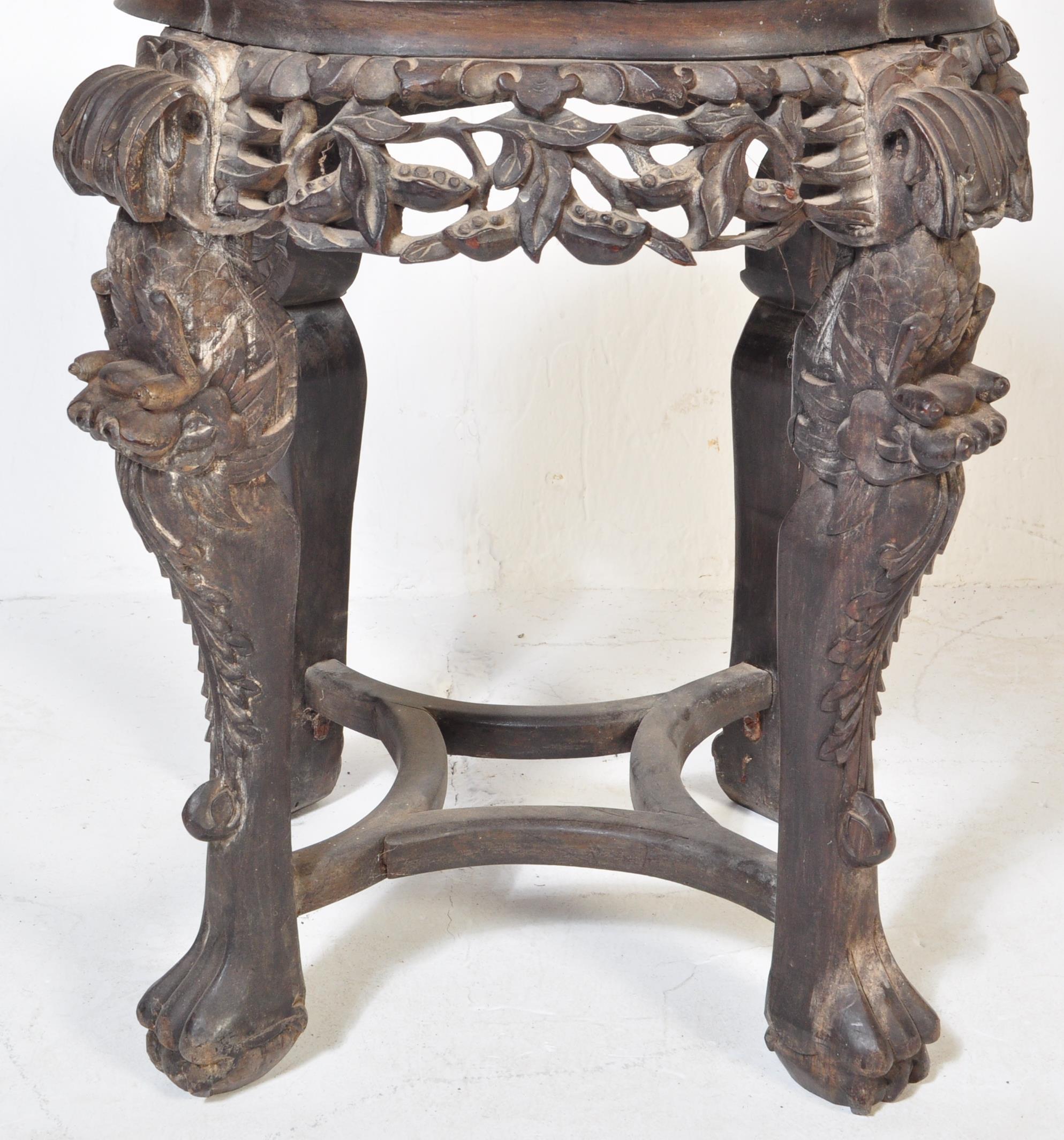 19TH CENTURY CHINESE HARDWOOD & MARBLE PLANT STAND - Image 4 of 6