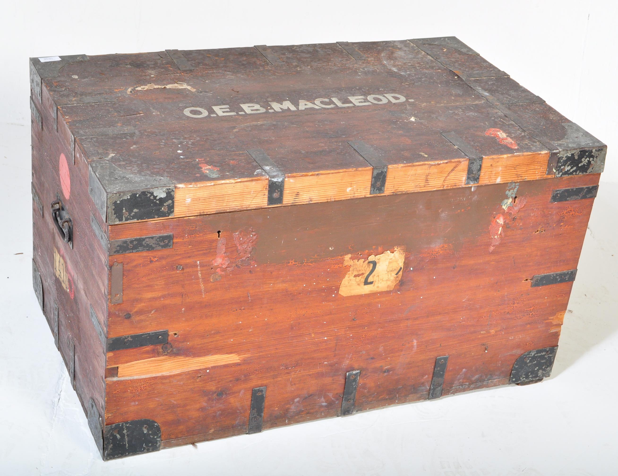 EARLY 20TH CENTURY CAMPAIGN - WORK BOX TRUNK CHEST - Image 2 of 6