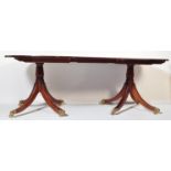 GEORGE III STYLE CUBAN MAHOGANY PEDESTAL D END DINING TABLE