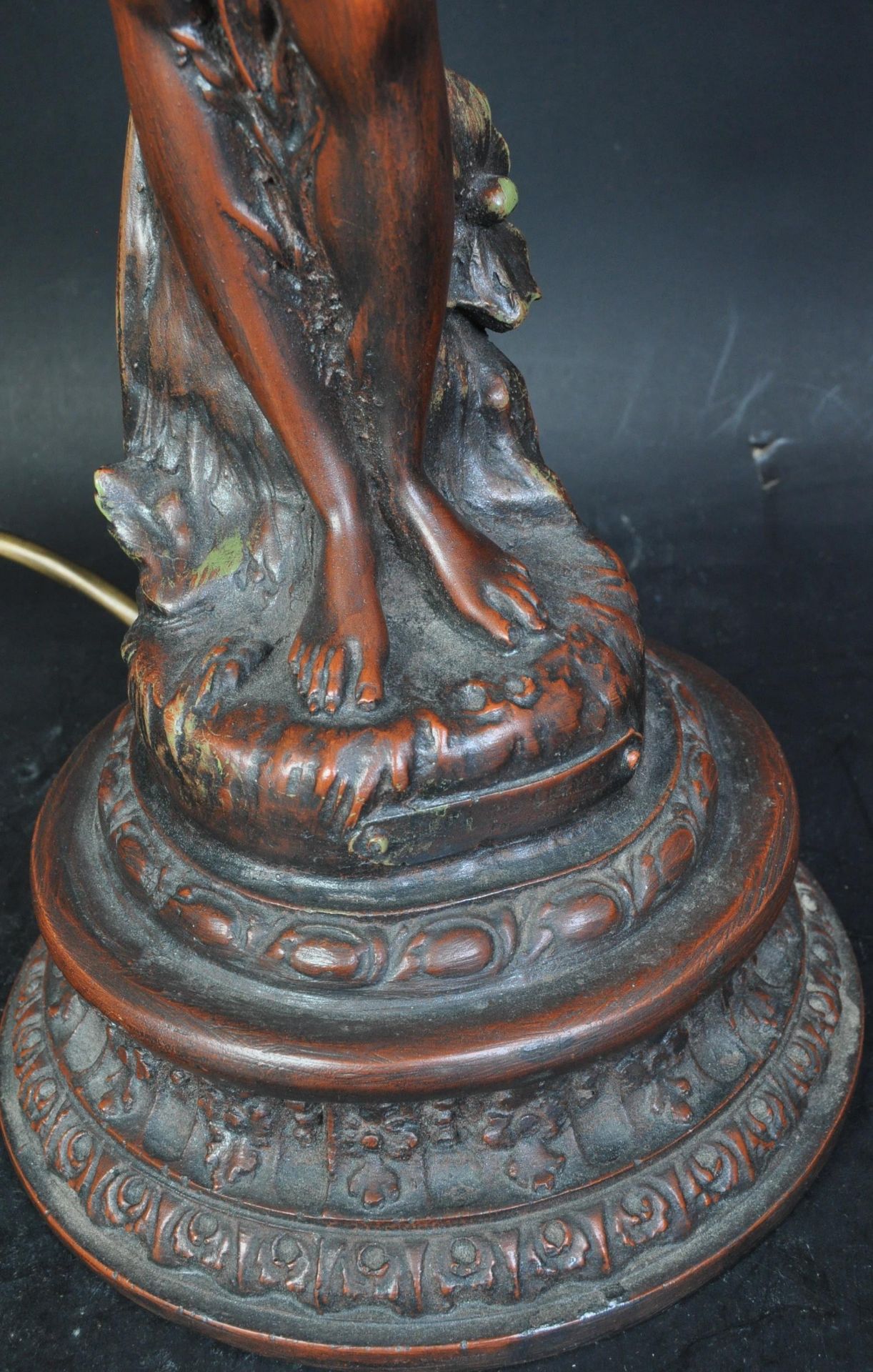 20TH CENTURY ART NOUVEAU BRONZE RESIN CAST LAMP LIGHT - Image 3 of 5