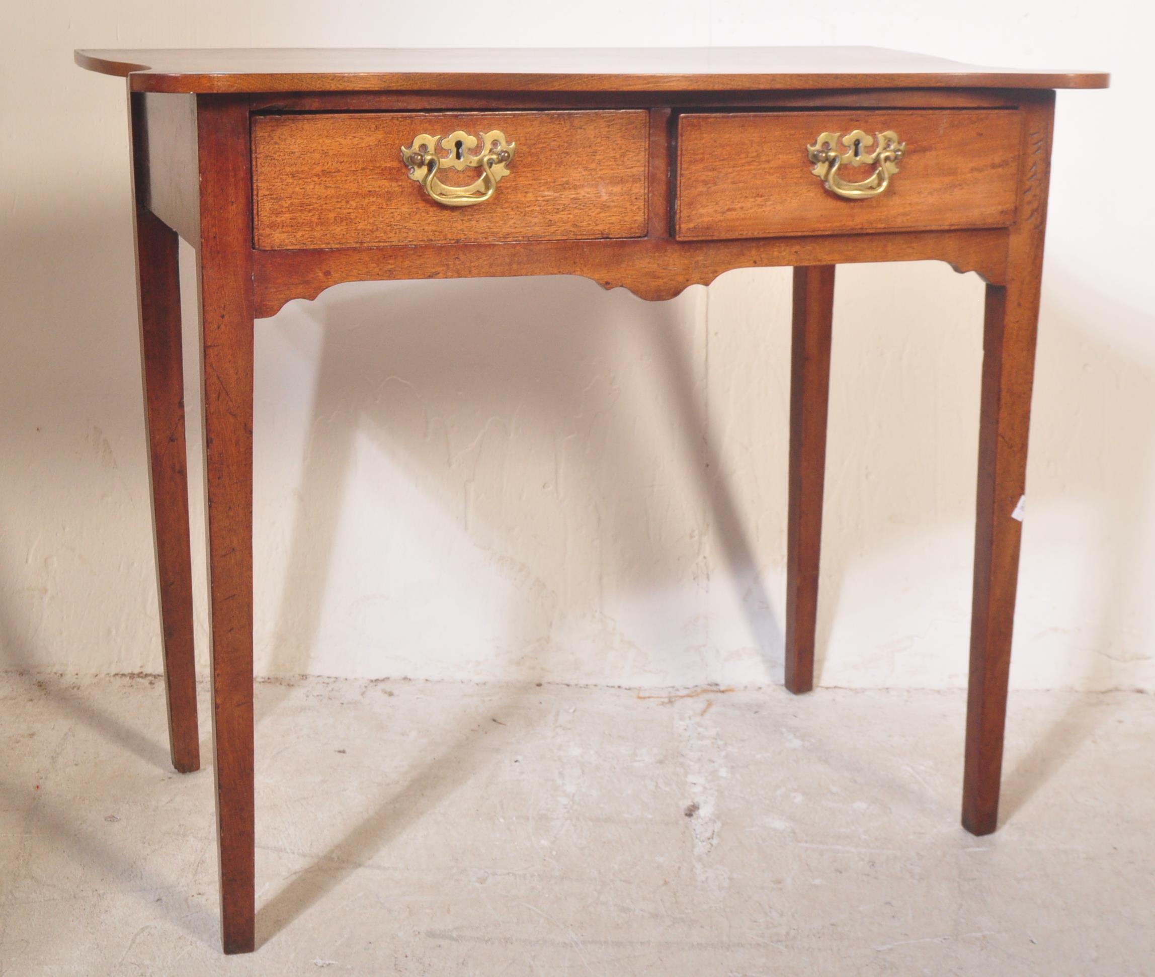 19TH CENTURY GEORGE III SERPENTINE MAHOGANY WRITING TABLE