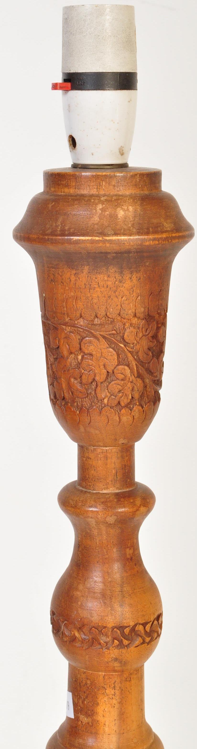 MID CENTURY CHINESE CARVED HARDWOOD STANDARD LAMP - Image 5 of 5