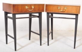 BRITISH MODERN DESIGN - PAIR OF RETRO TEAK BEDSIDE TABLES