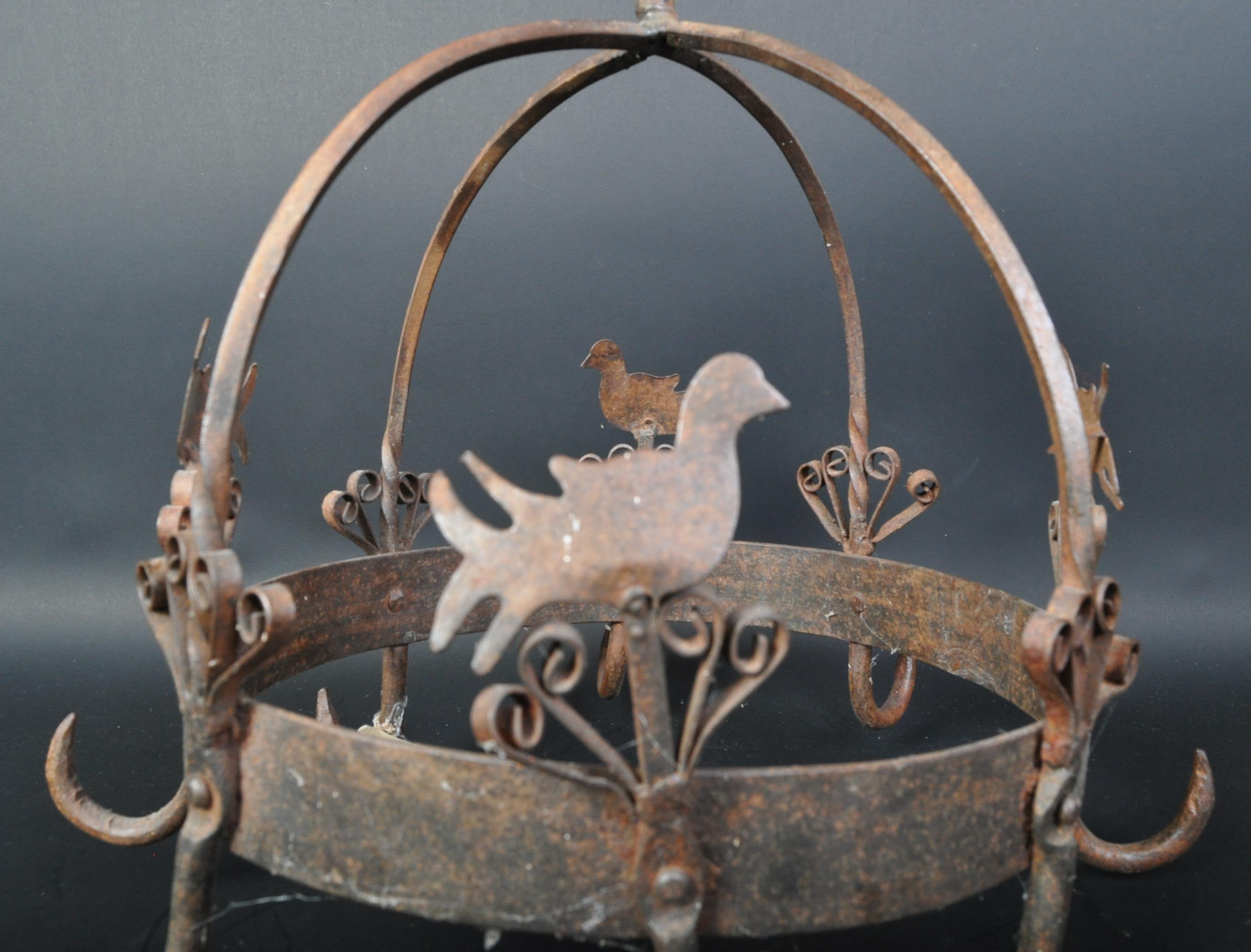 VICTORIAN HANGING WROUGHT ITON POT HOOK RACK - Image 2 of 5