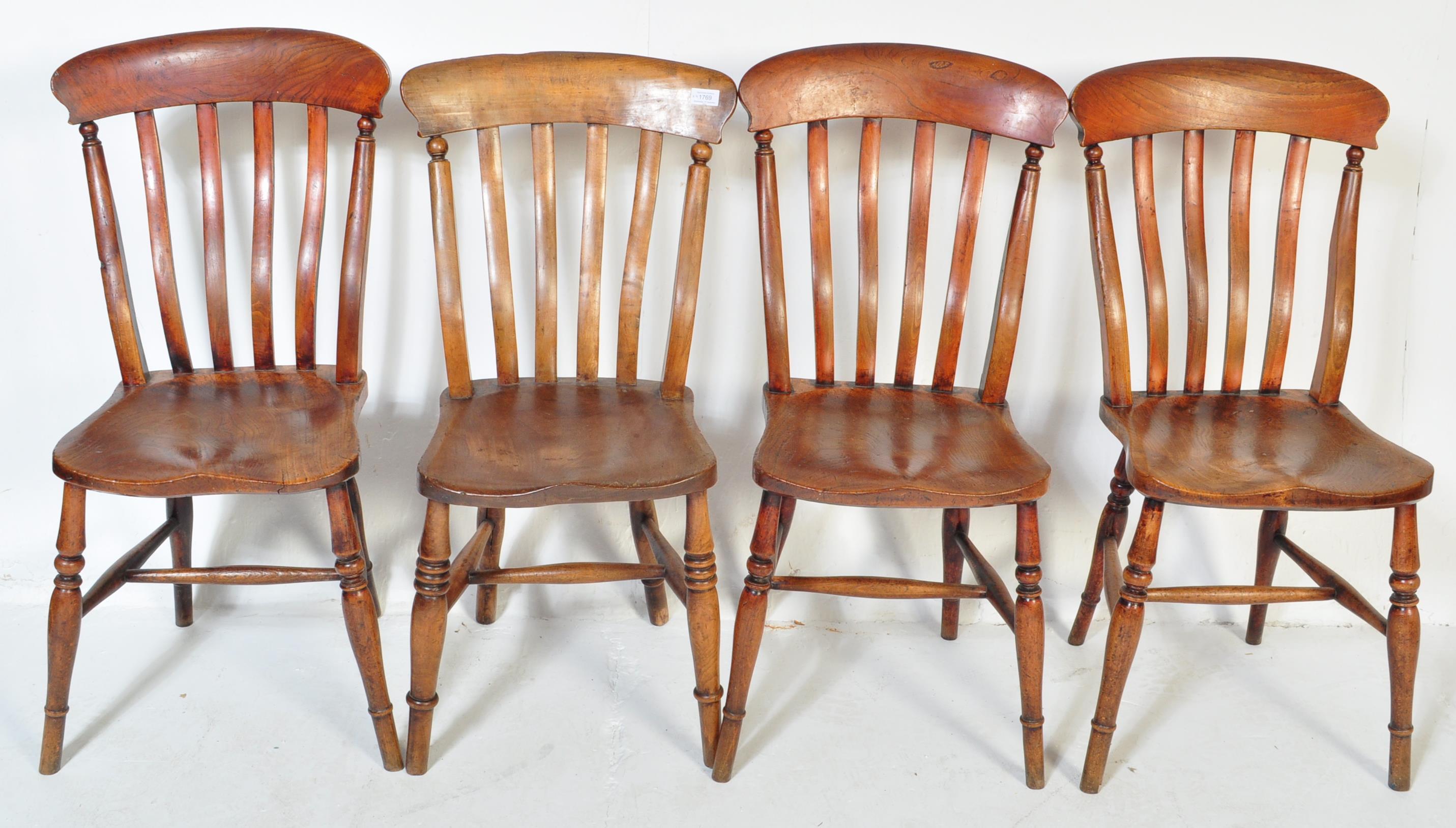 SET OF 4 19TH CENTURY BEECH & ELM WINDSOR DINING CHAIRS - Image 2 of 3