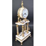 VINTAGE FRENCH STYLE ROTANDO CERAMIC & GILT METAL MANTEL CLOCK