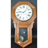 MID 20TH CENTURY ANSONIA WOODEN CASE STRIKING WALL CLOCK