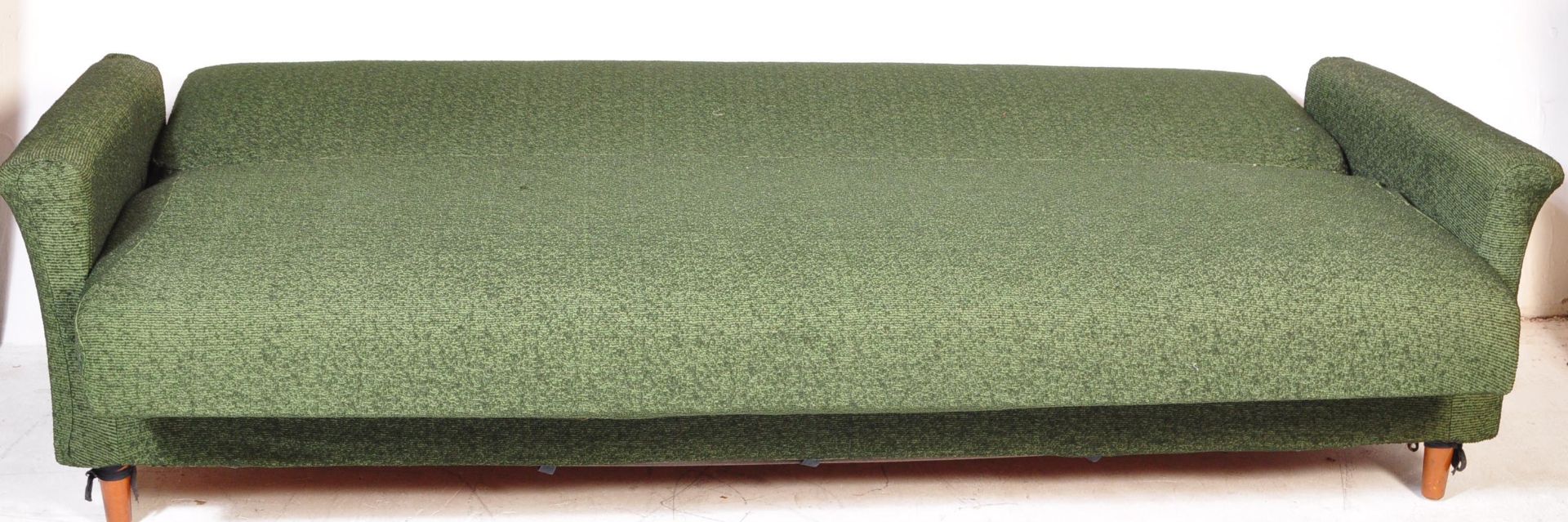 RETRO VINTAGE UPHOLSTERED GREEN FOUR SEATER SOFA - Image 5 of 6