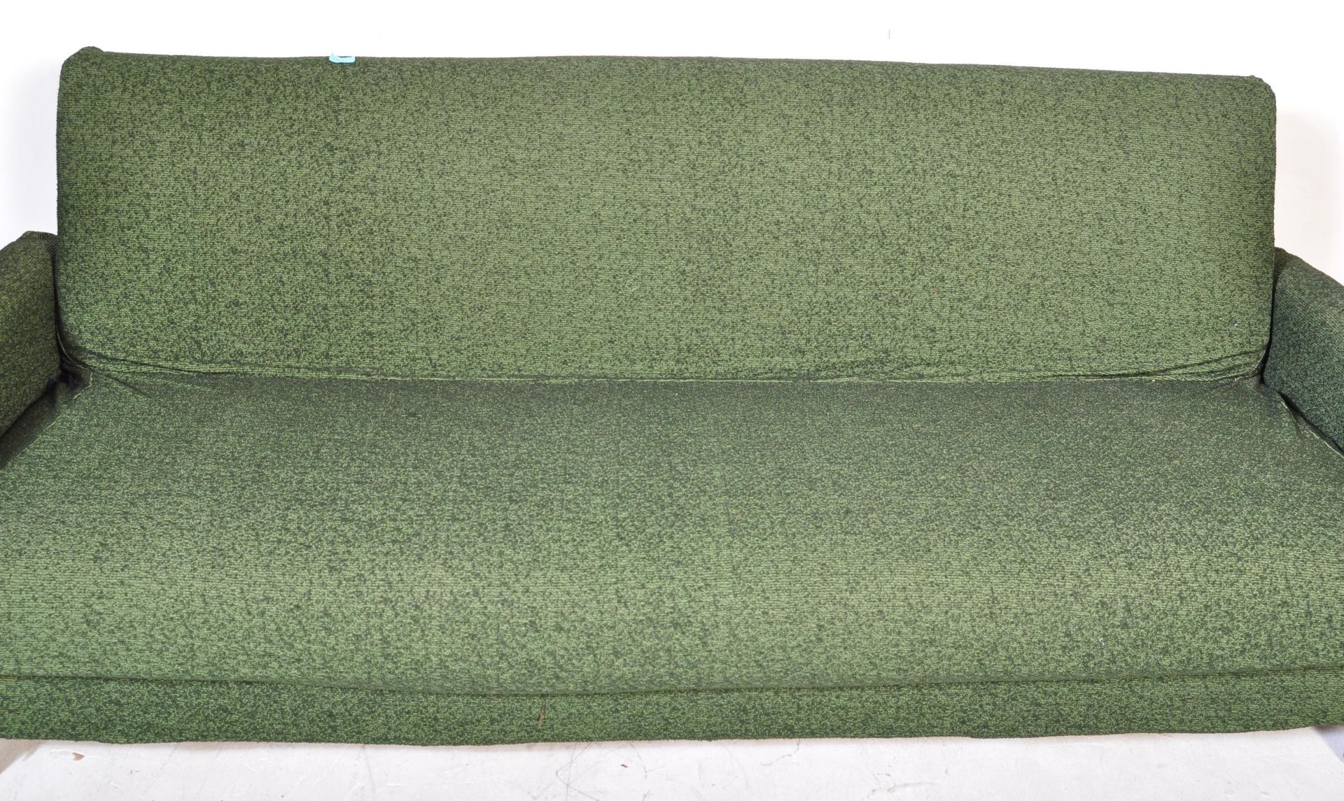 RETRO VINTAGE UPHOLSTERED GREEN FOUR SEATER SOFA - Image 3 of 6