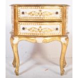 20TH CENTURY ITALIAN PAINTED GILT BEDSIDE CHEST OF DRAWERS
