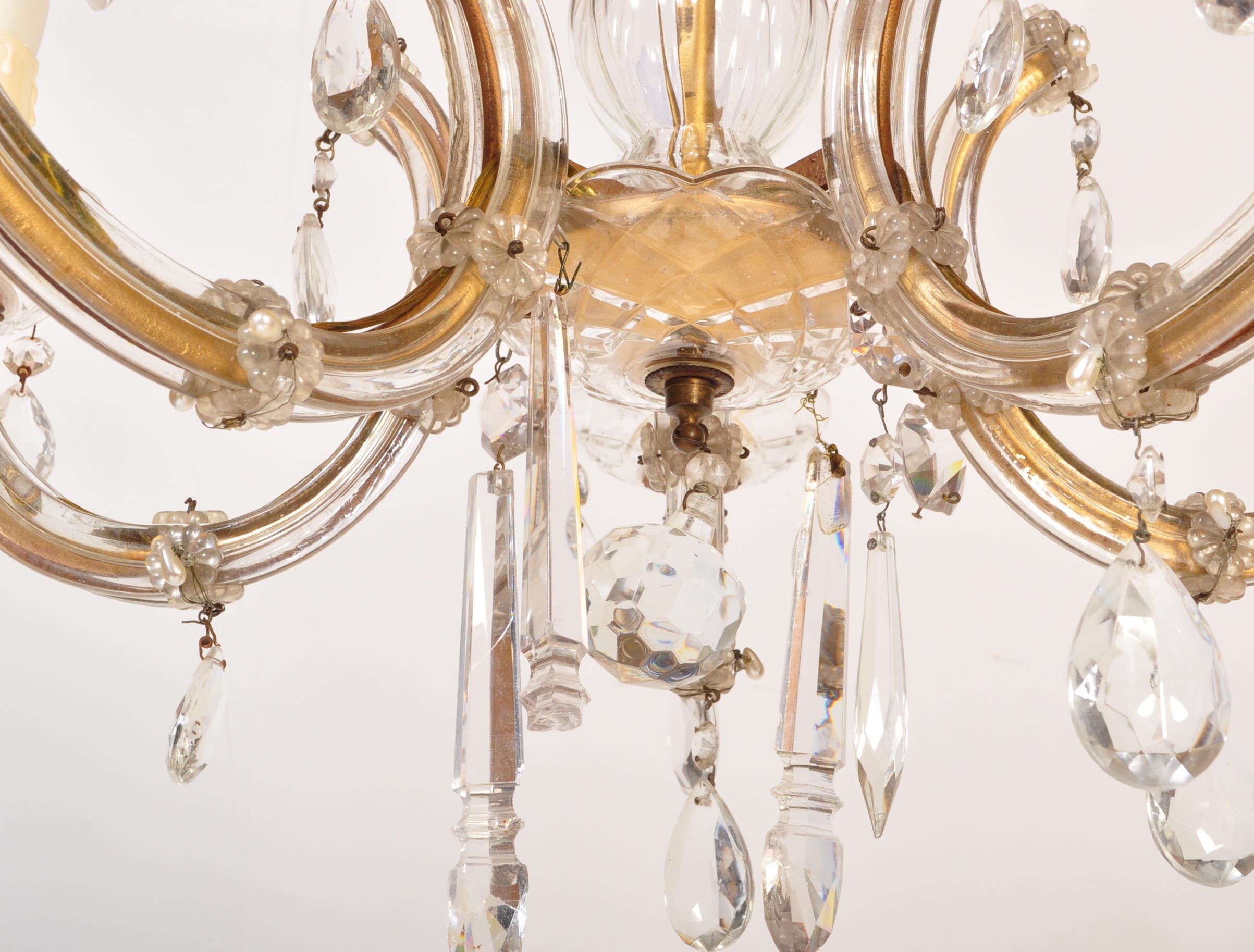 20TH CENTURY CUT GLASS & GILT METAL 5 ARMS CHANDELIER - Image 3 of 5