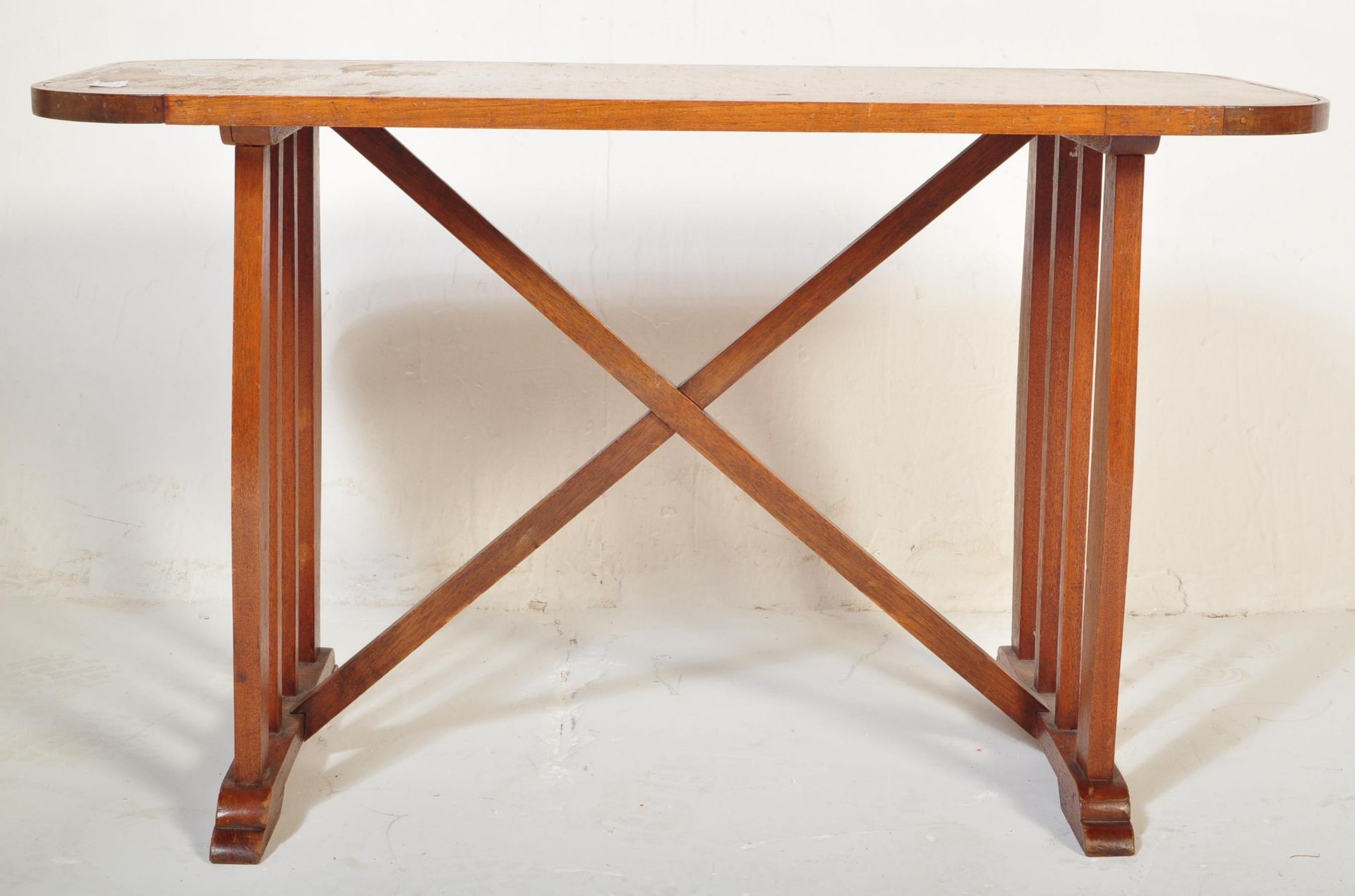 RETRO MID CENTURY TEAK TRESTLE SIDE TABLE - Image 3 of 4