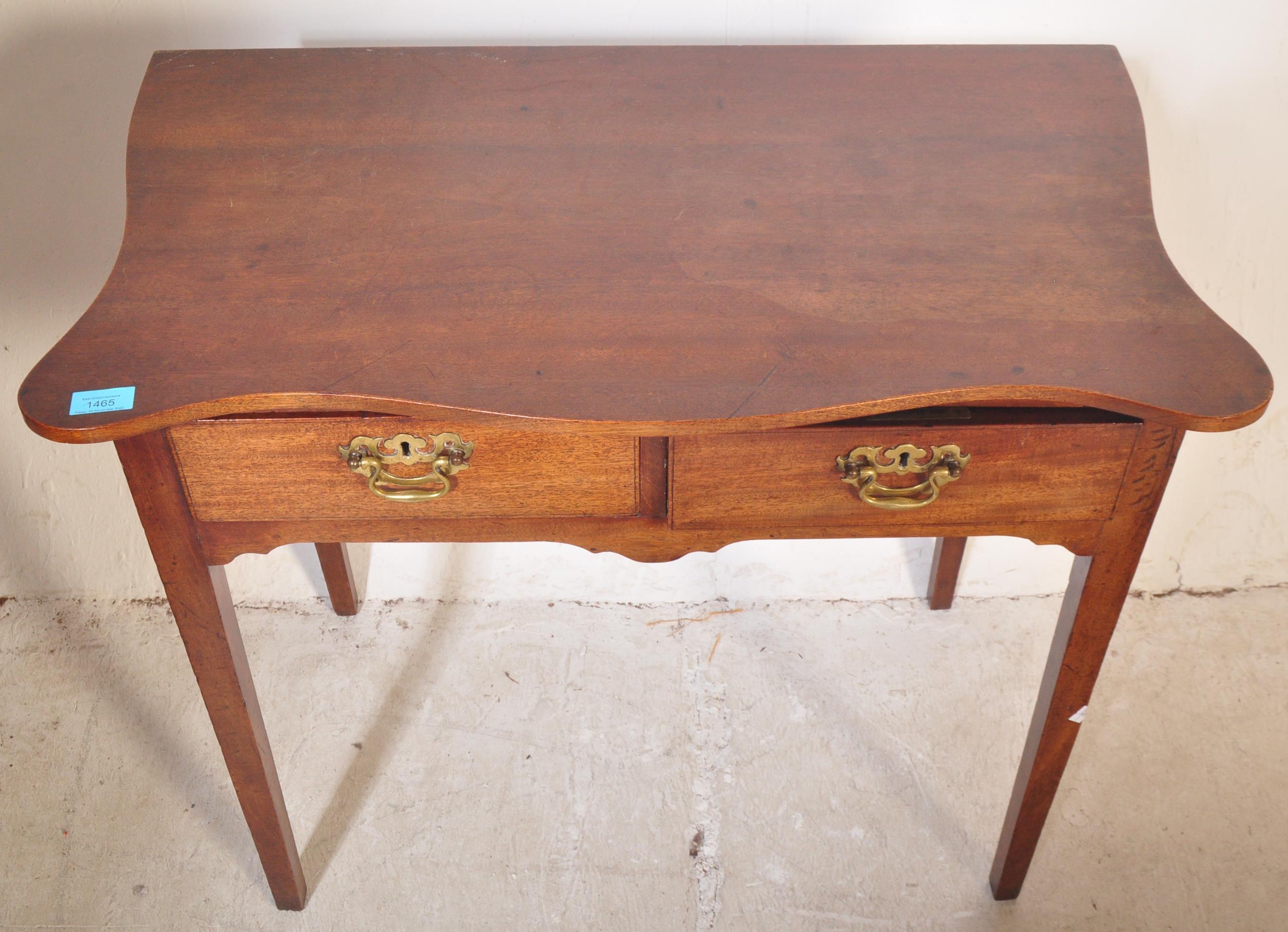 19TH CENTURY GEORGE III SERPENTINE MAHOGANY WRITING TABLE - Image 4 of 6