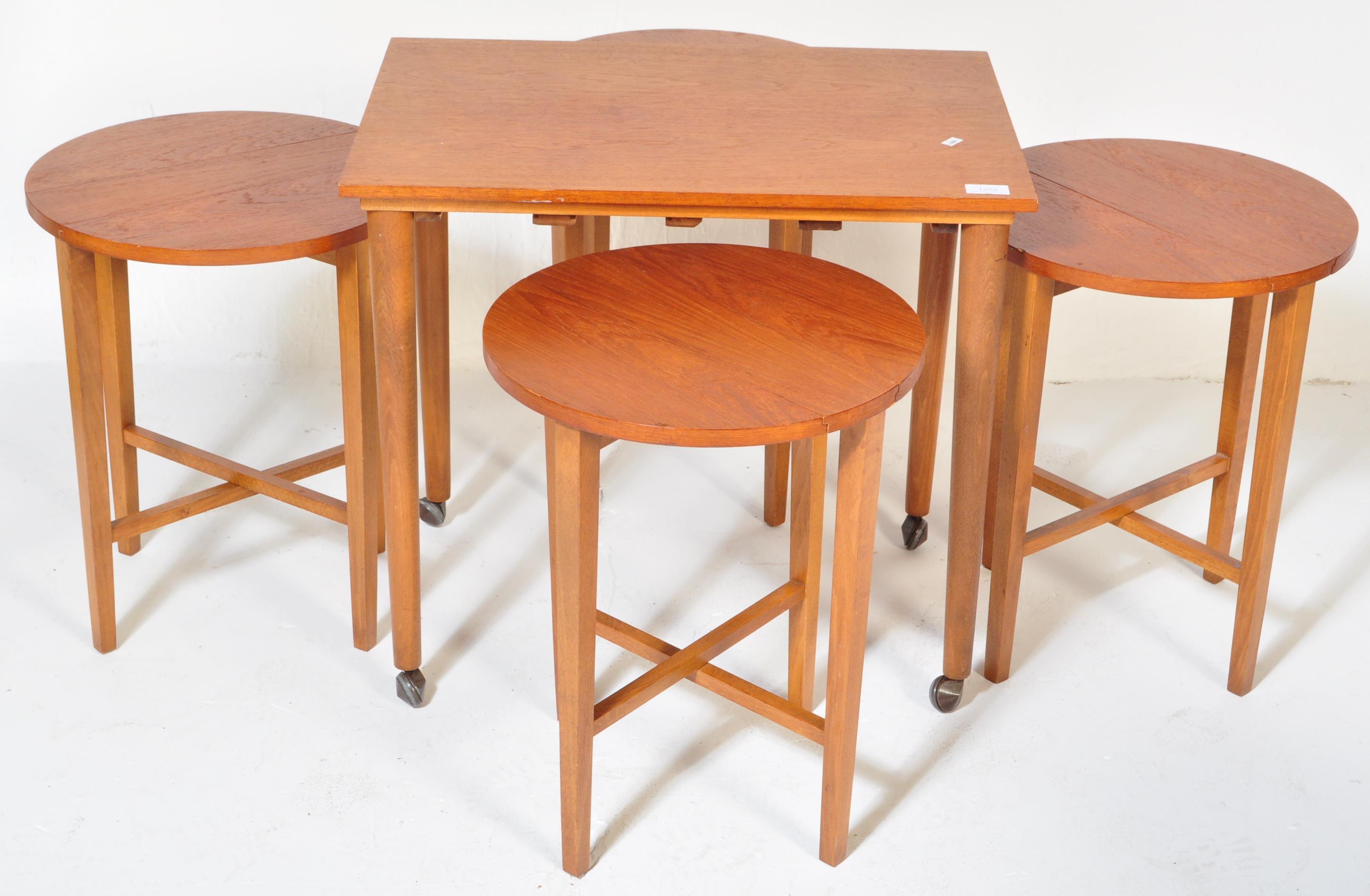 POUL HUNDEVAD - 1960S TEAK DROP LEAF NEST OF TABLES - Image 4 of 5