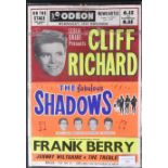 CLIFF RICHARD & THE SHADOWS - ORIGINAL 1960S SHOWCARD