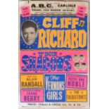 CLIFF RICHARD & THE SHADOWS - ORIGINAL 1960S SHOWCARD