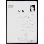 THE KRAY TWINS - REG KRAY (1933-2000) - AUTOGRAPHED LETTER