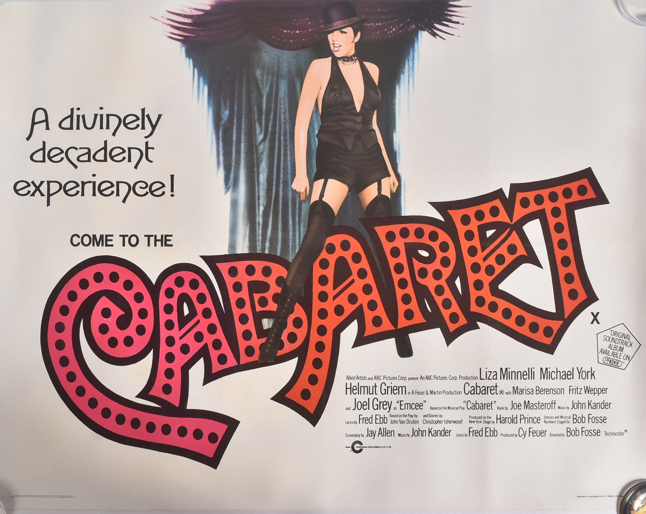 CABARET (1972) - ORIGINAL BRITISH QUAD CINEMA POSTER LINEN BACKED