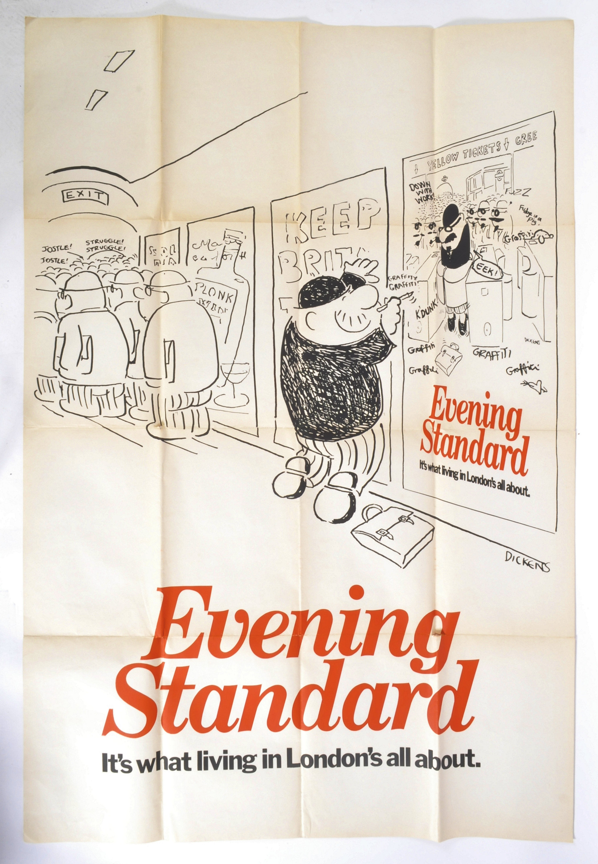 EVENING STANDARD NEWSPAPER - VINTAGE UNDERGROUND TUBE POSTER