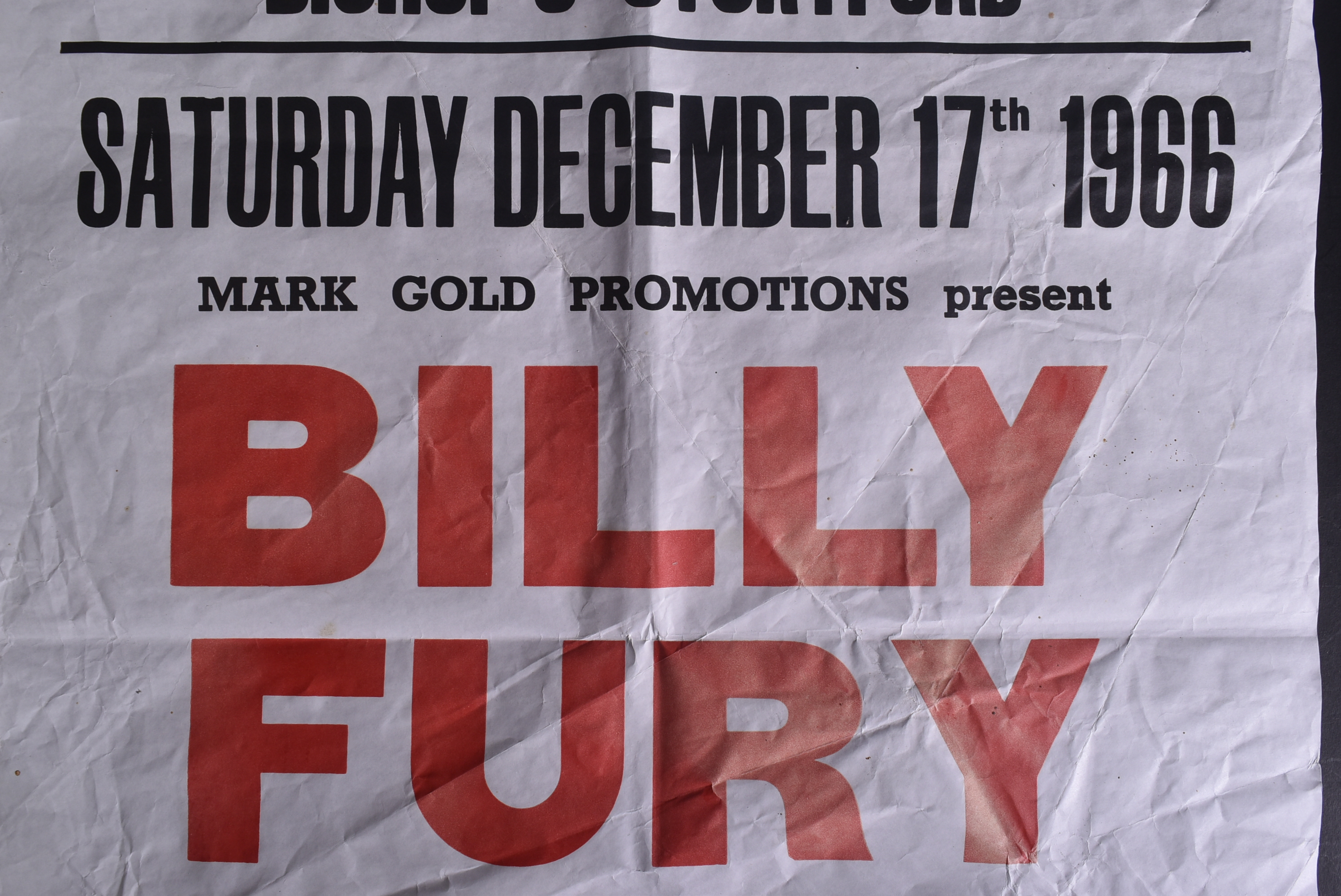 MUSIC POSTER - BILLY FURY & THE GAMBLERS - 1966 - Image 2 of 5