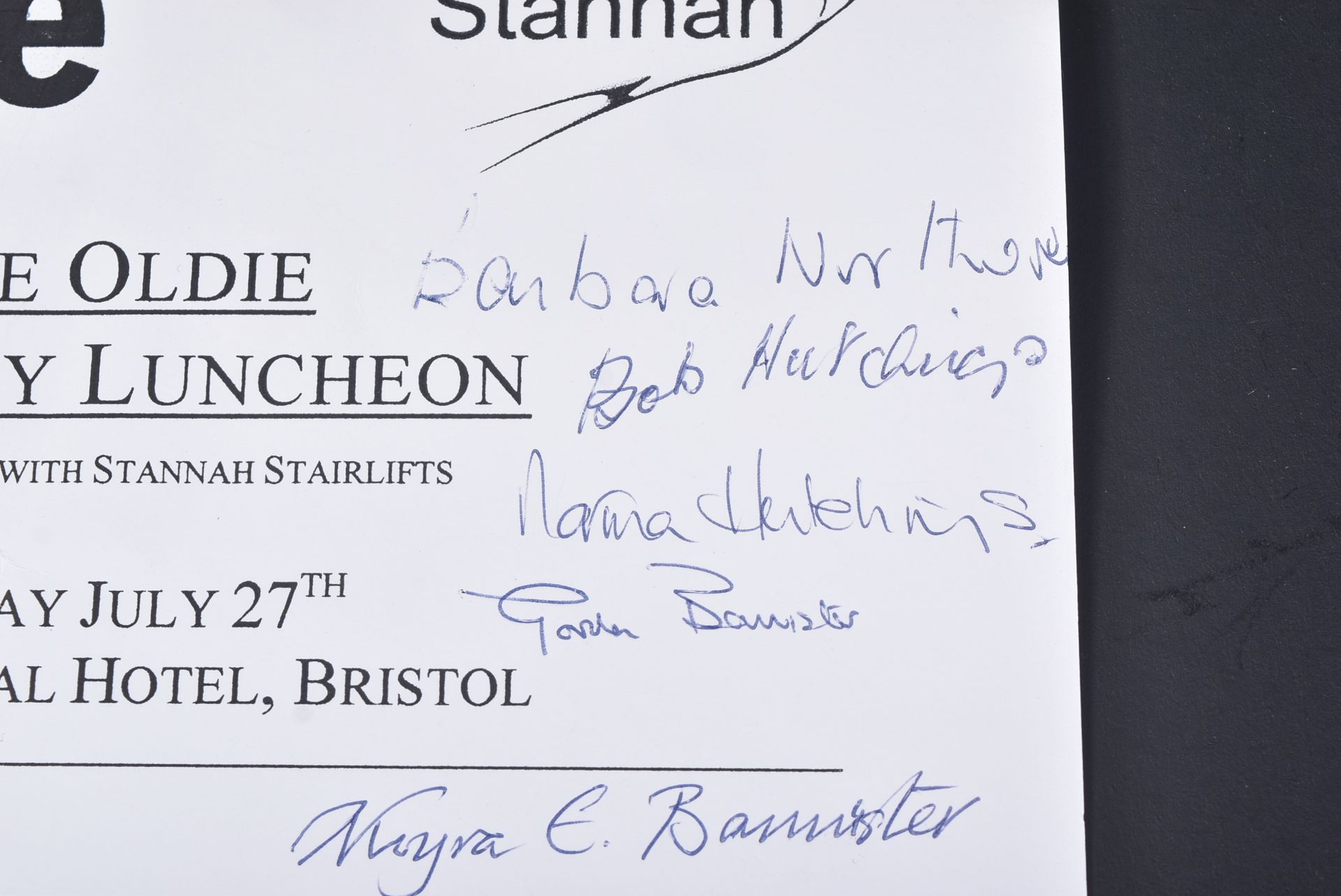 SIR ROGER BANNISTER (1929-2018) & FAMILY - AUTOGRAPHED MENU - Image 2 of 5