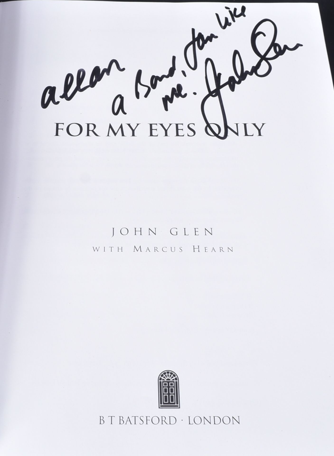 JAMES BOND - FOR MY EYES ONLY SIGNED BOOK BY JOHN GLEN - Image 2 of 2