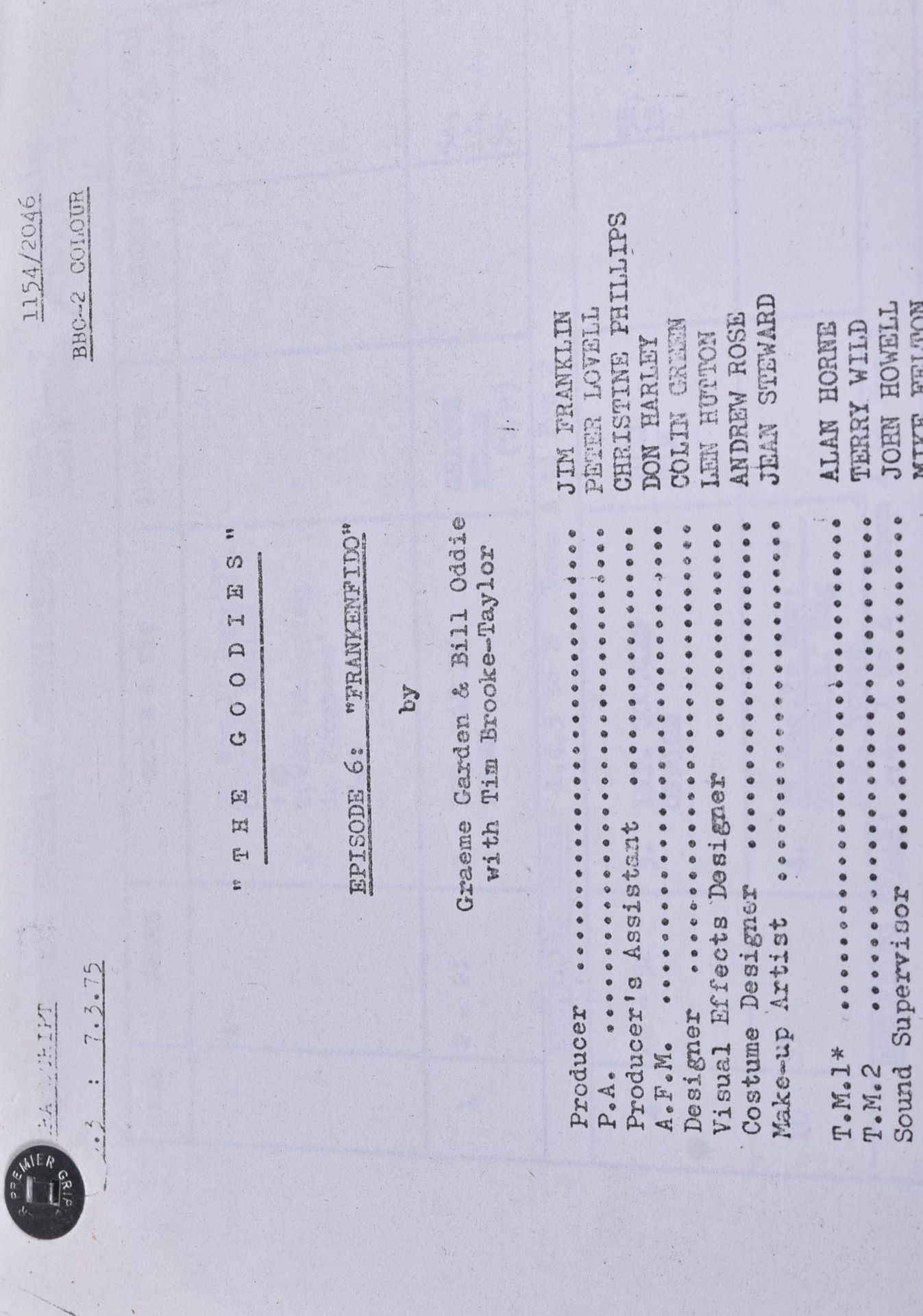 THE GOODIES (BBC 1970-1982) – ORIGINAL CAMERA SCRIPT - Image 2 of 5