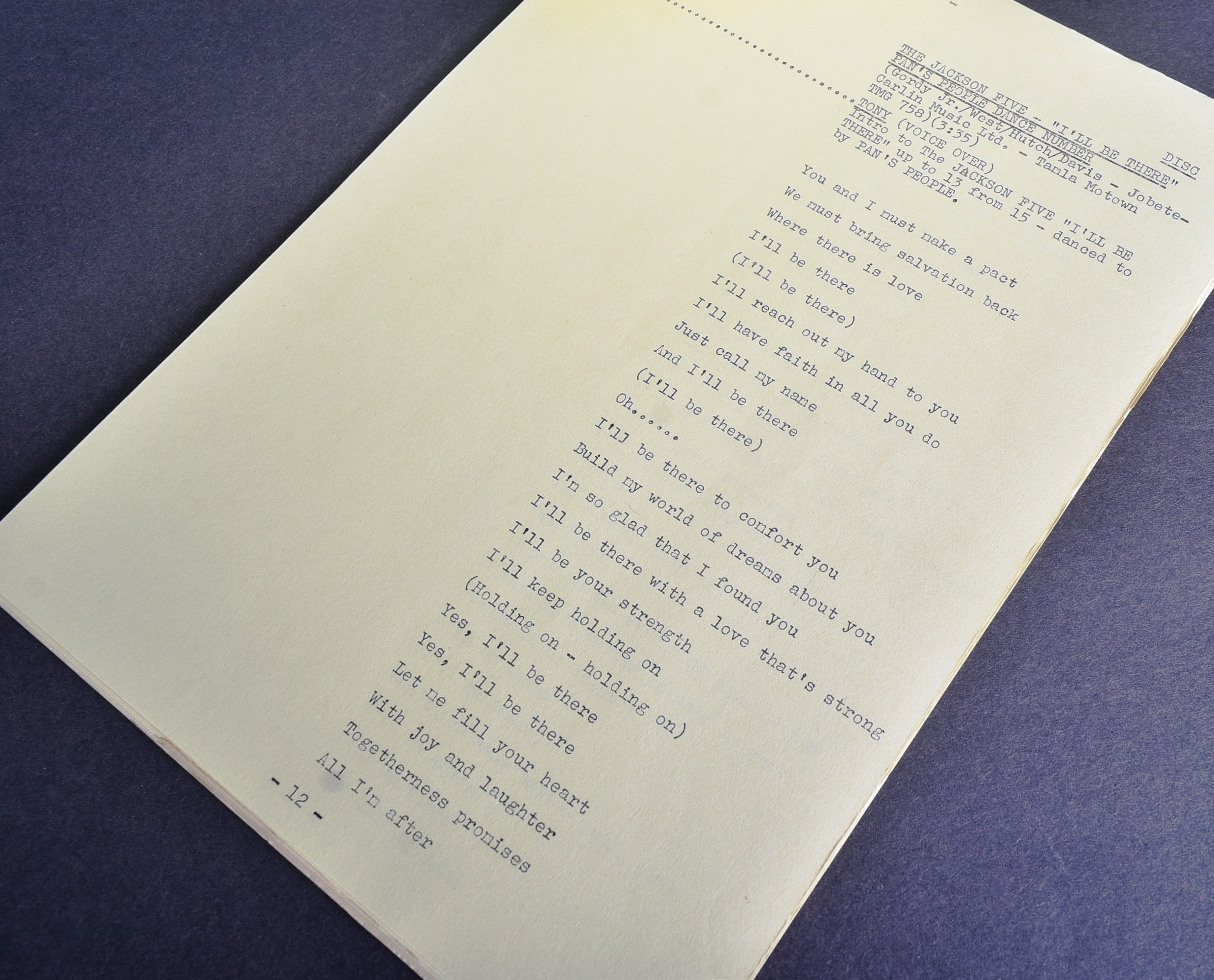 TOP OF THE POPS - ORIGINAL 1970 CAMERA SCRIPT - T-REX, JACKSON FIVE - Image 7 of 7