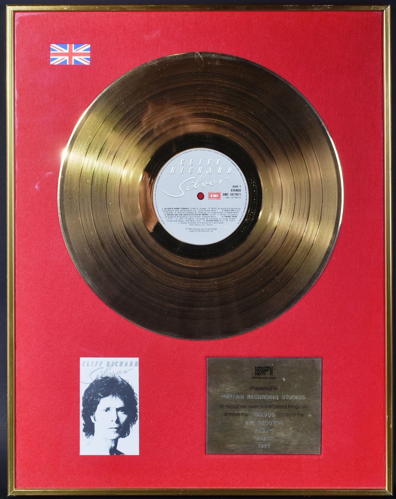 CLIFF RICHARD - SILVER - ORIGINAL EMI PRESENTATION GOLD DISC