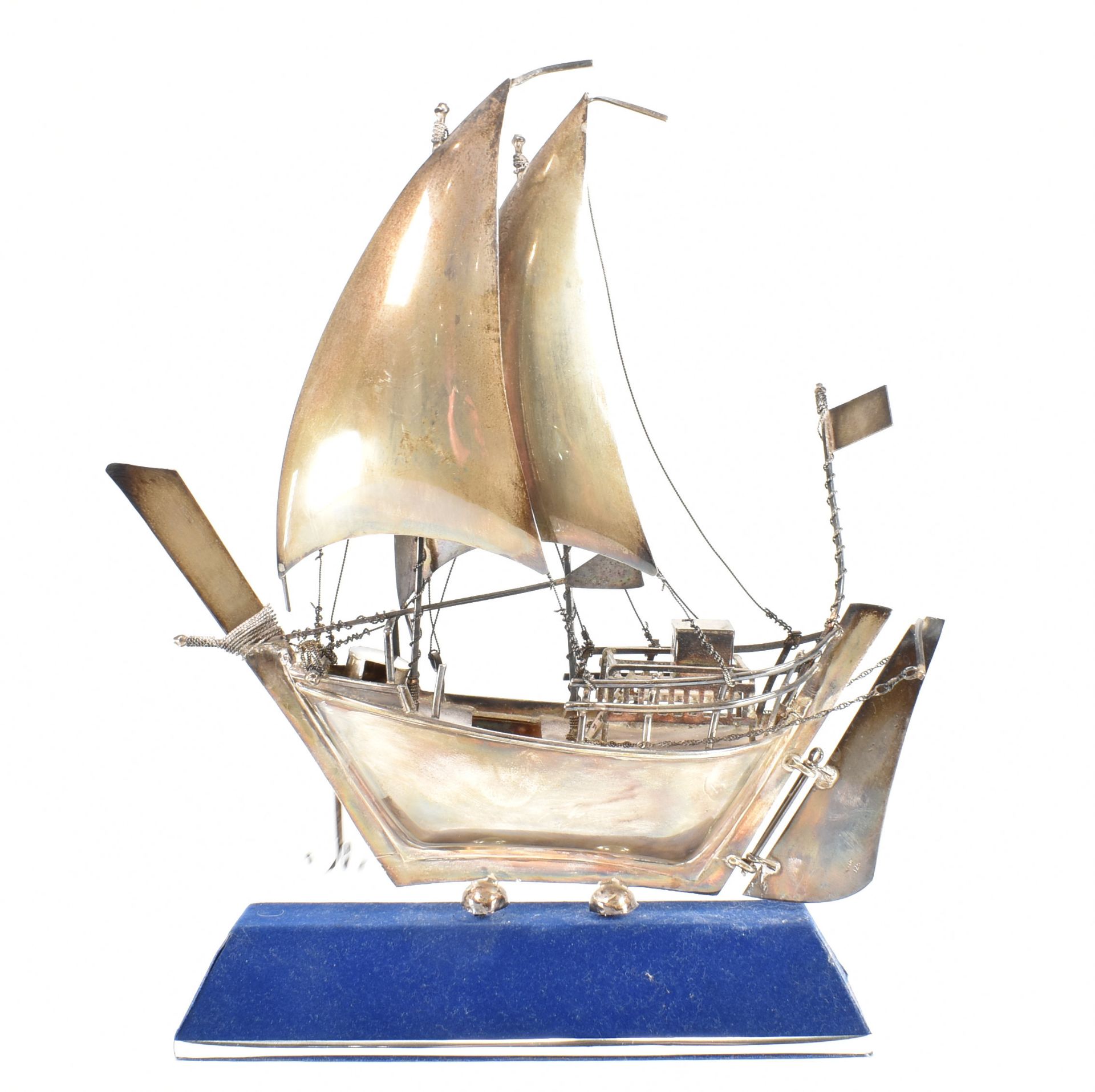 1950s CHINESE 925 SILVER SAILING BOAT - Image 2 of 4