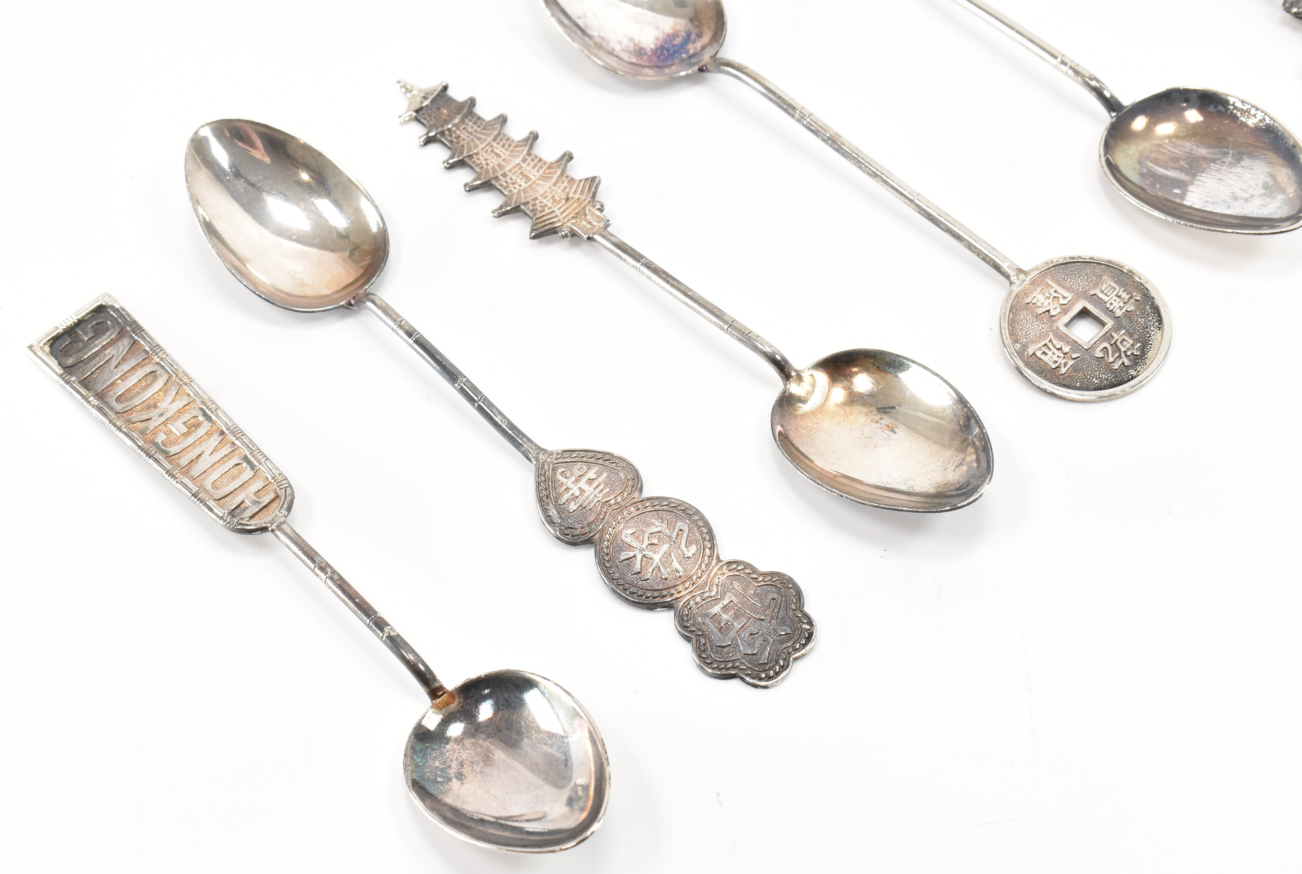 SET OF SIX CHINESE WHITE METAL COFFEE SPOONS - Image 2 of 5