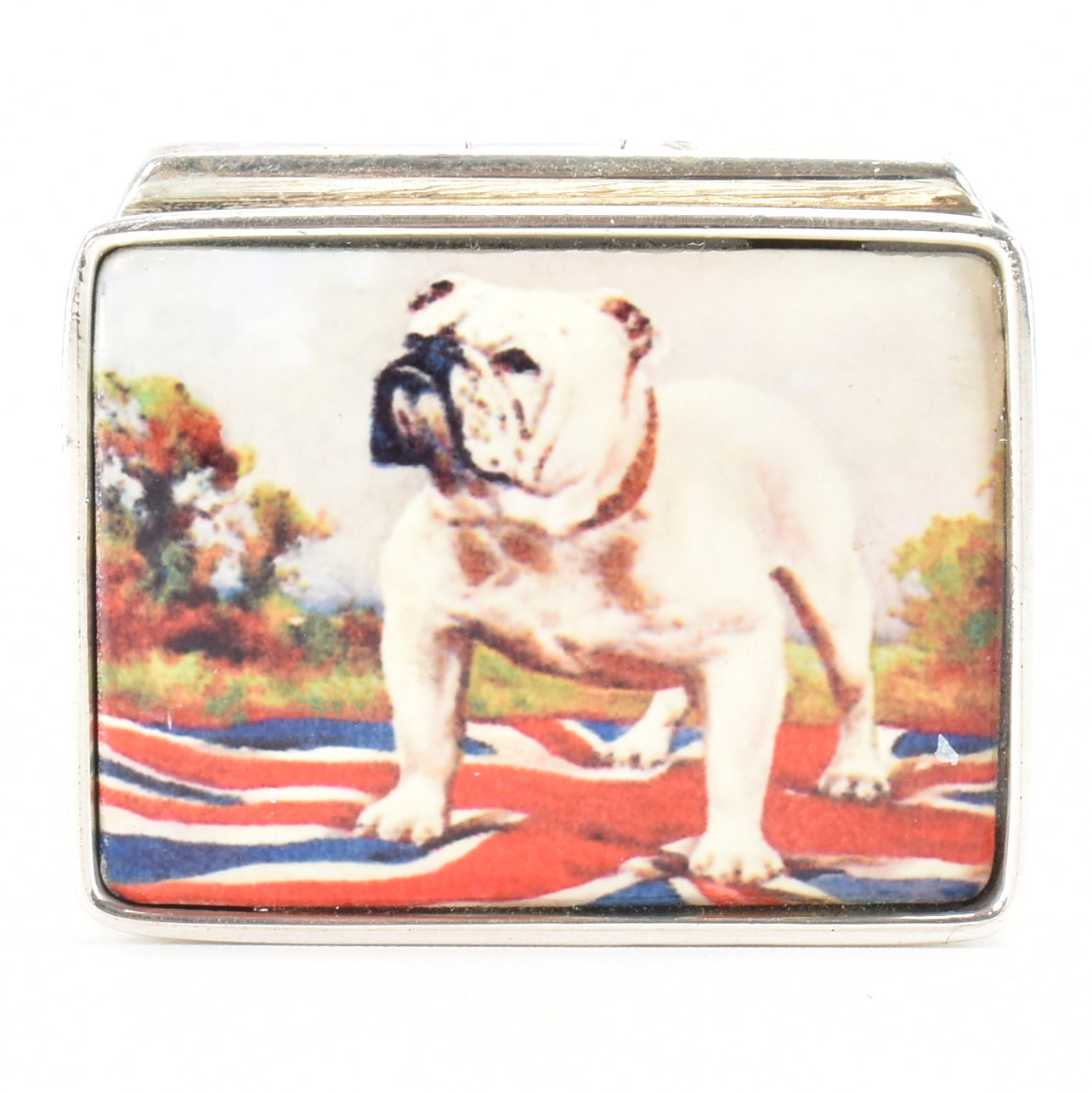 STERLING SILVER PILL BOX WITH ENAMEL PANEL OF BULLDOG - Image 4 of 4