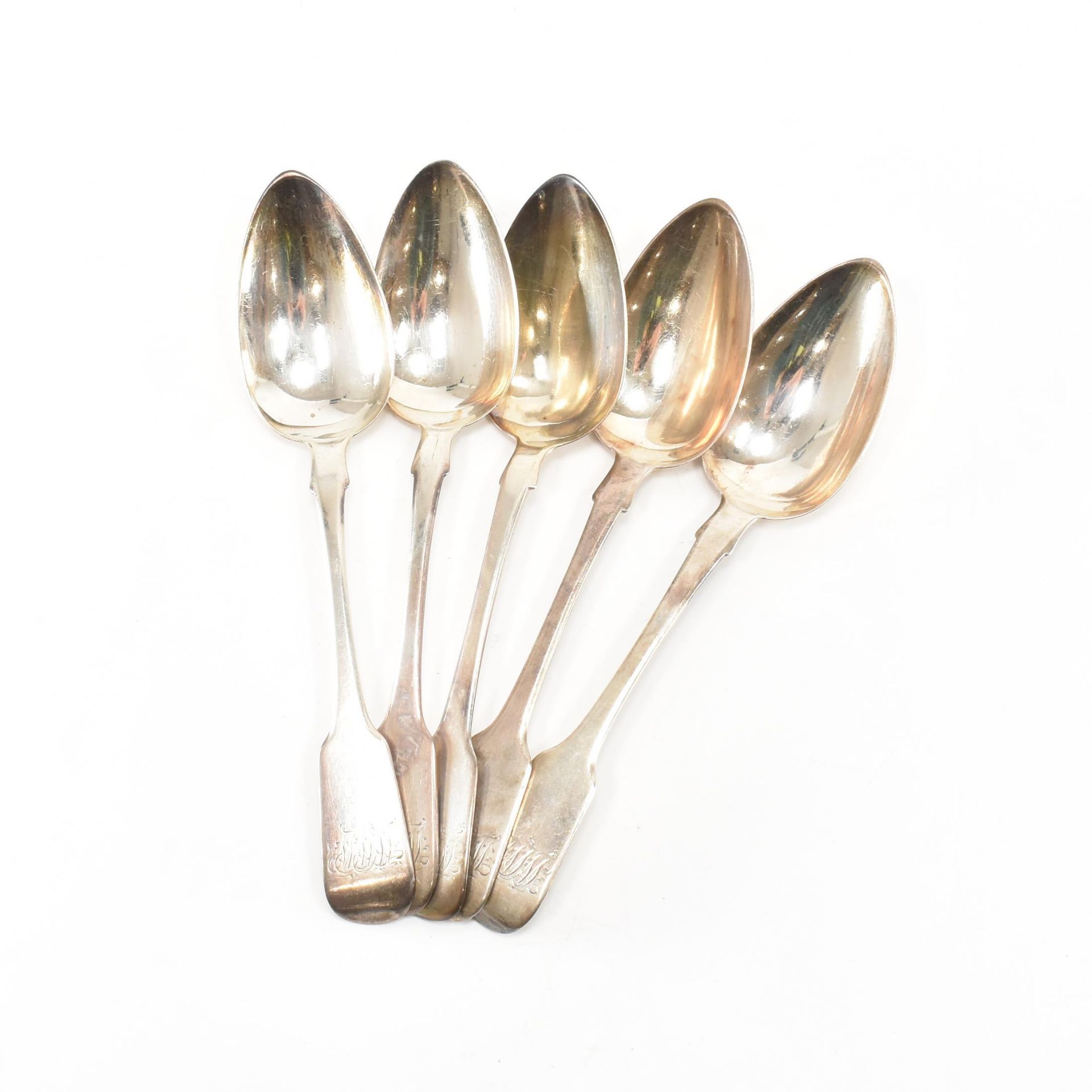 FIVE WILLIAM IV SILVER FIDDLE PATTERN TABLESPOONS