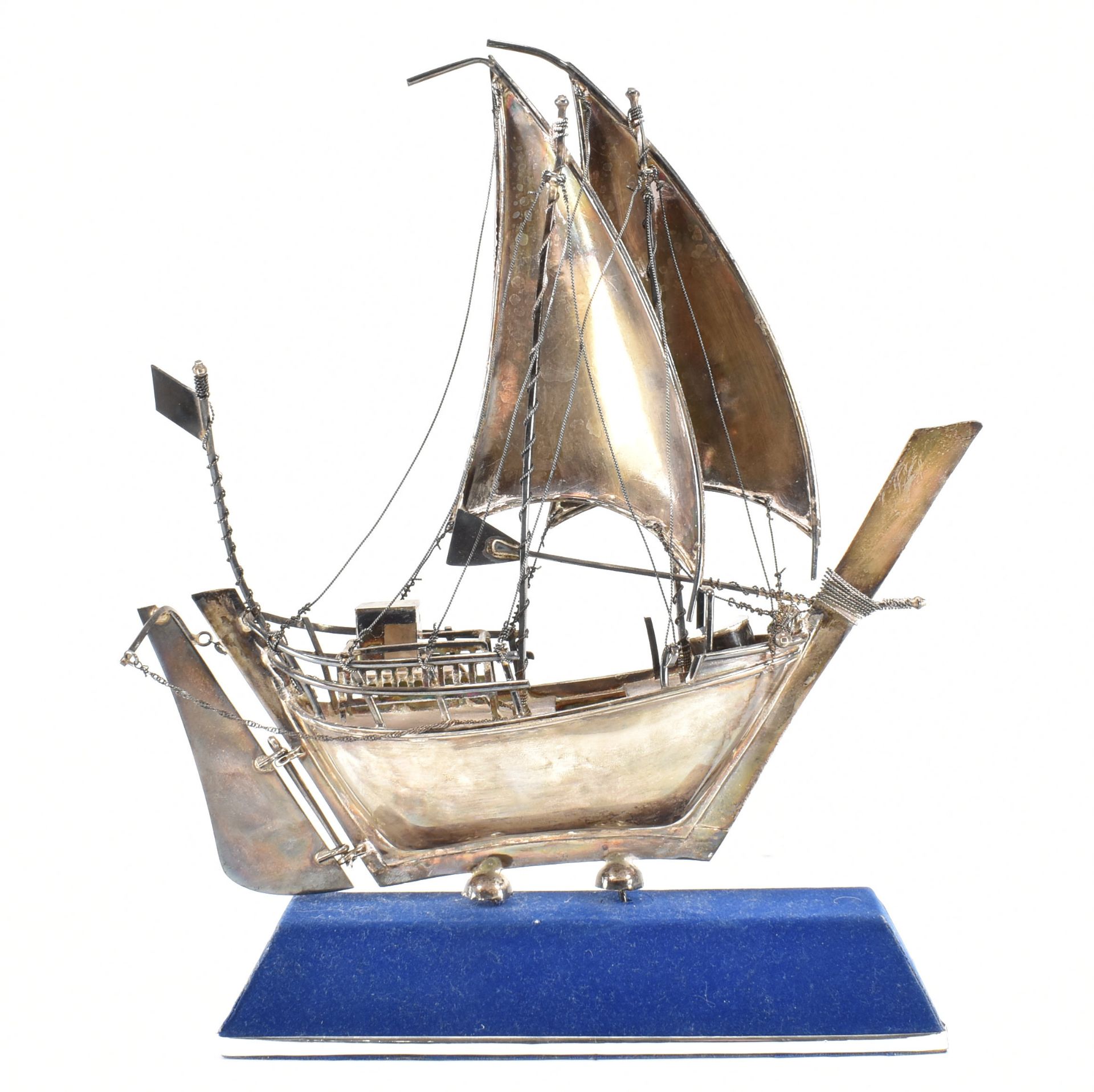 1950s CHINESE 925 SILVER SAILING BOAT - Image 3 of 4