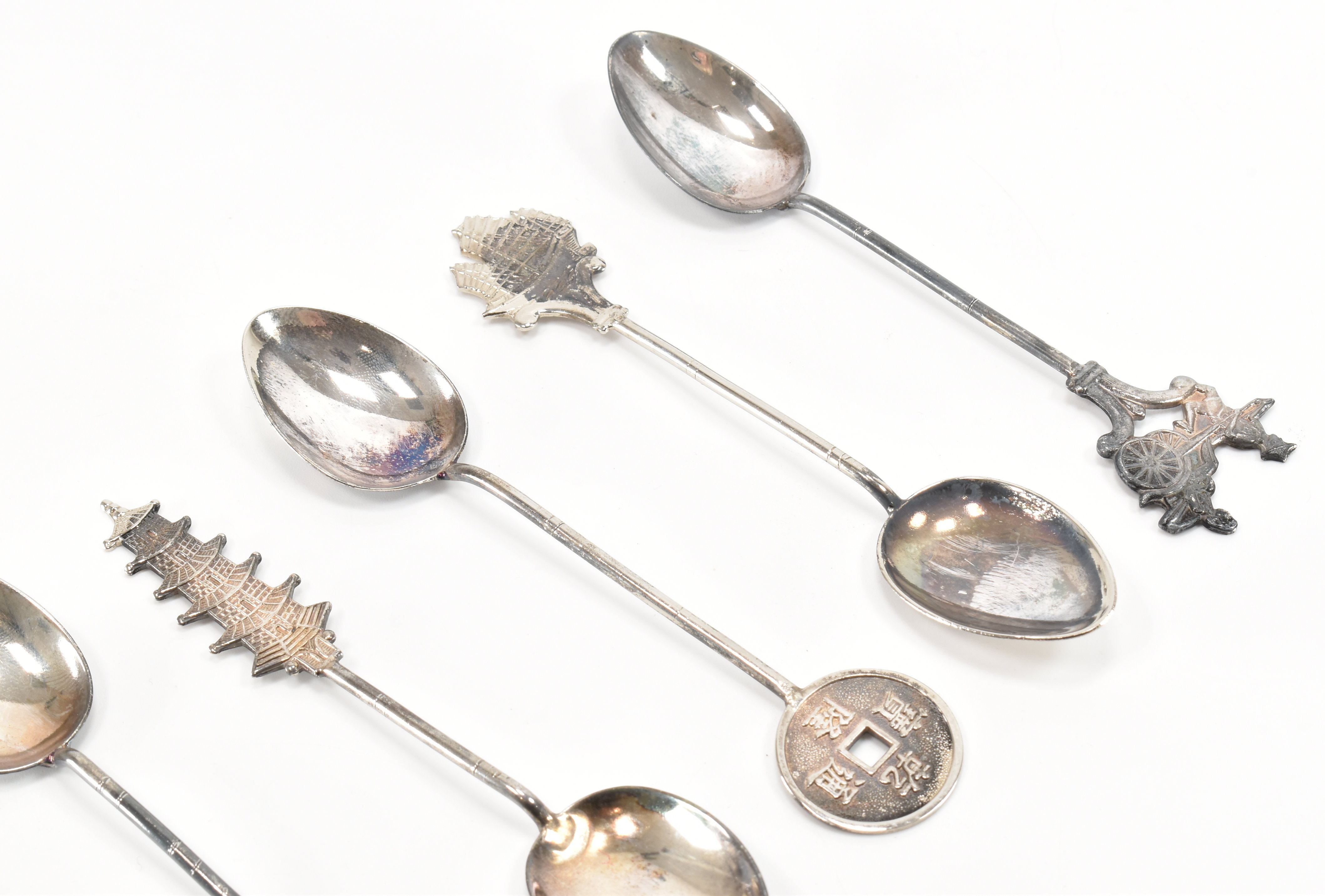 SET OF SIX CHINESE WHITE METAL COFFEE SPOONS - Image 3 of 5