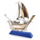 1950s CHINESE 925 SILVER SAILING BOAT