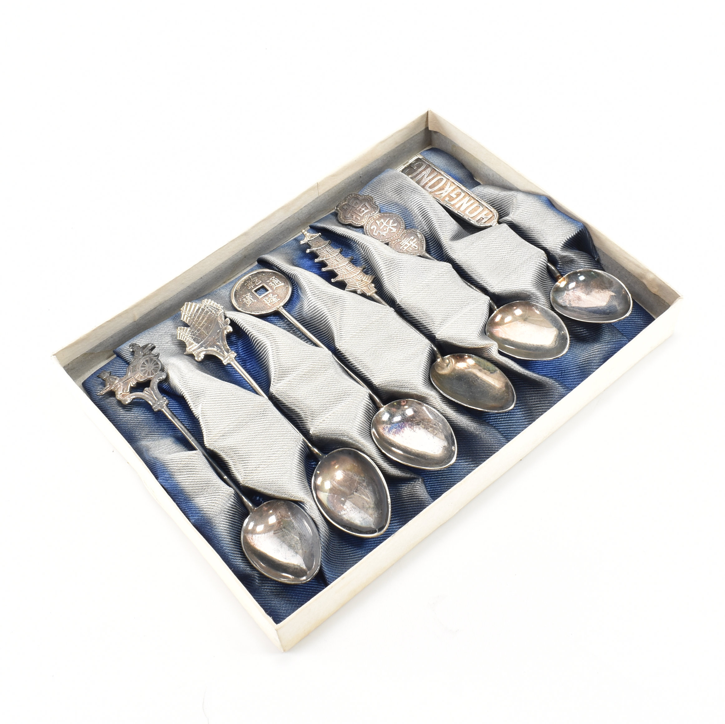 SET OF SIX CHINESE WHITE METAL COFFEE SPOONS - Image 5 of 5