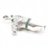 STERLING SILVER HORSES HEAD WHISTLE WITH GREEN STONE DETAILING