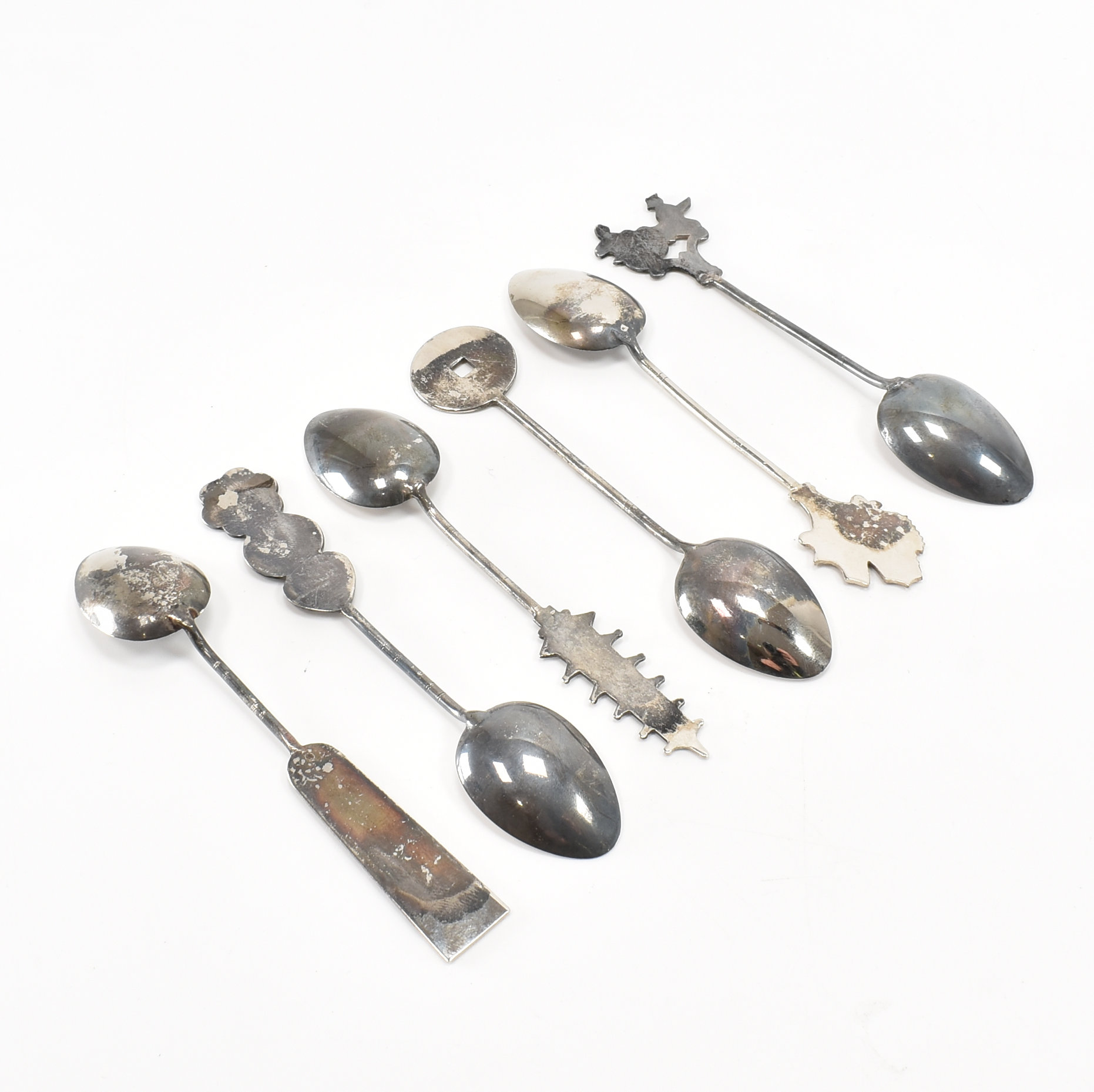 SET OF SIX CHINESE WHITE METAL COFFEE SPOONS - Image 4 of 5