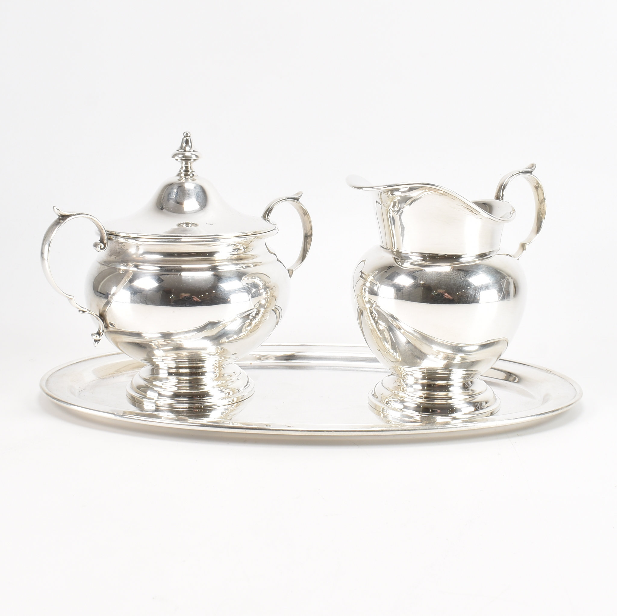 GORHAM STERLING SILVER SUGAR CREAMER & TRAY