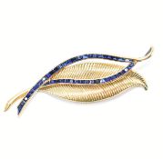 18CT GOLD & SAPPHIRE CLIP BROOCH PIN